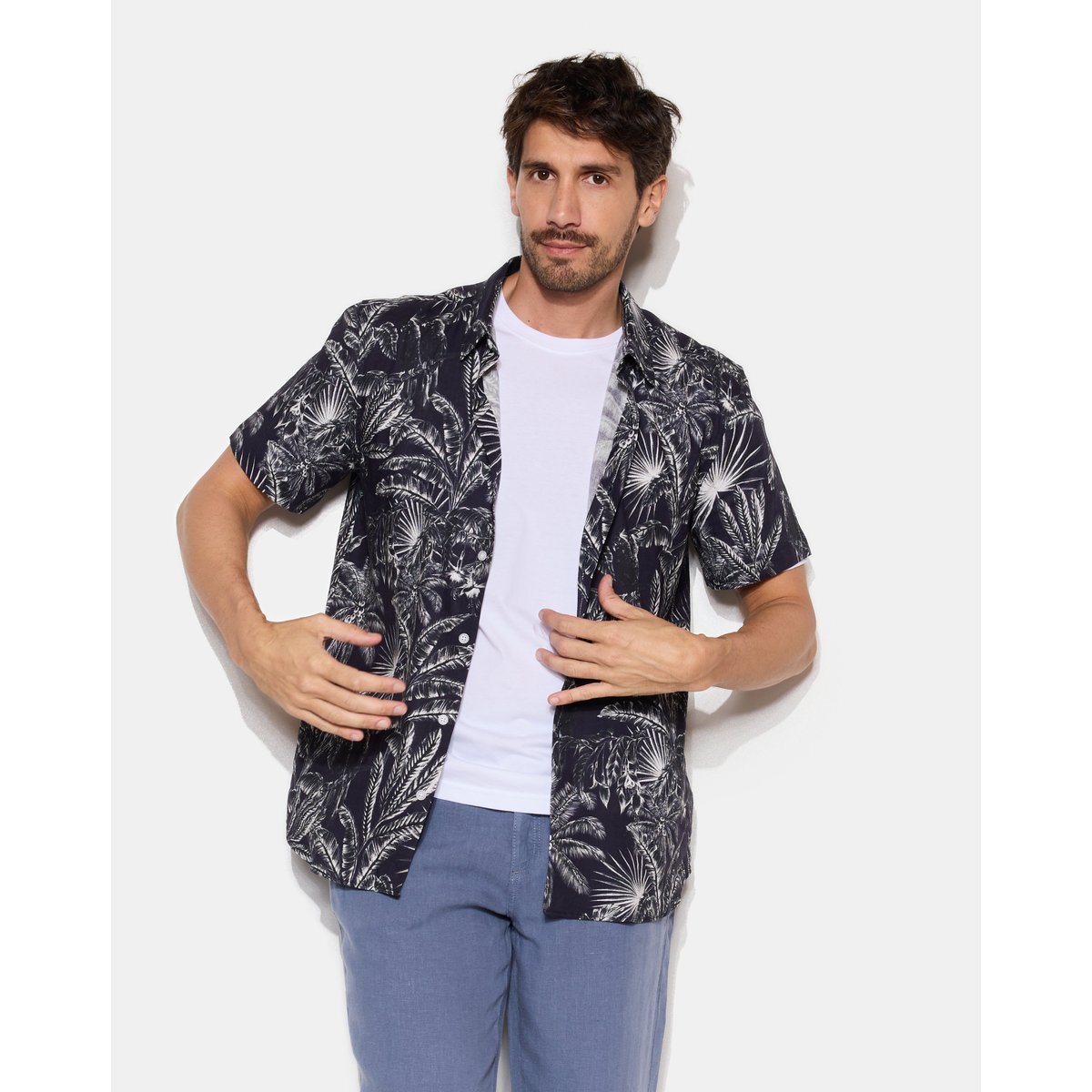 Chemise en lin DOMINO bleu marine, CHEVIGNON