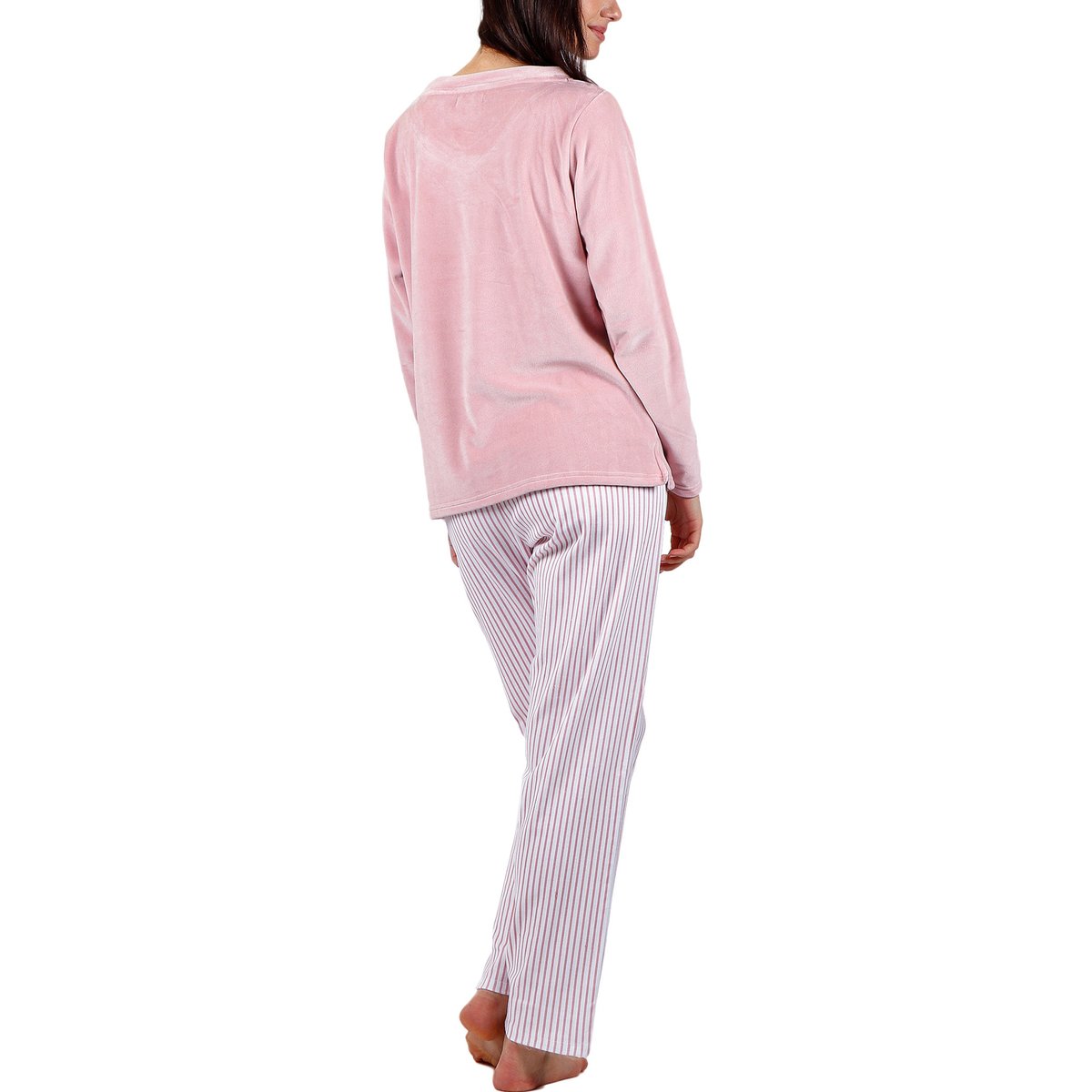 Pyjama pantalon top manches longues Comfort Home rose, ADMAS