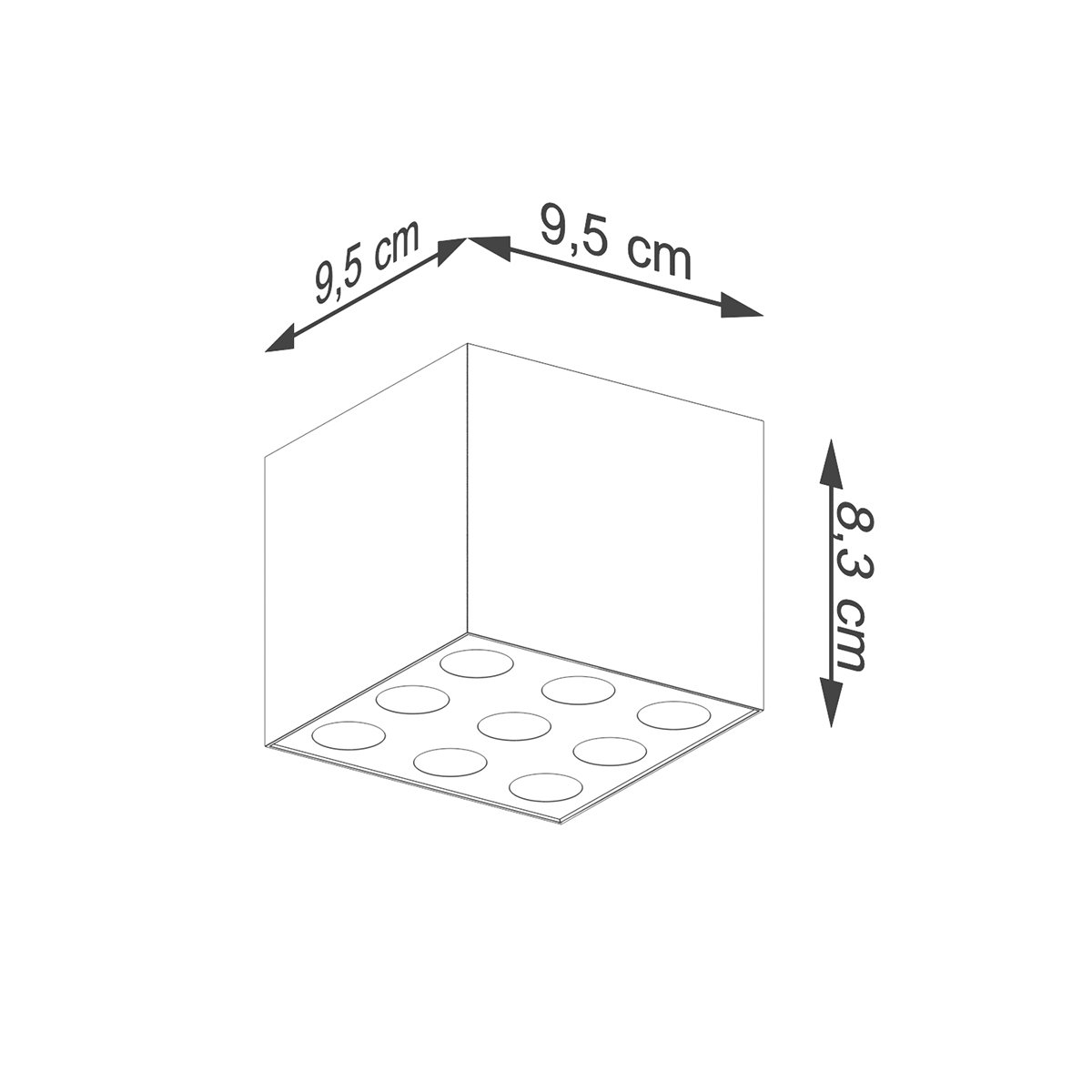 Plafonnier Aluminium Noir LED 9 Ozzy noir, EDEN