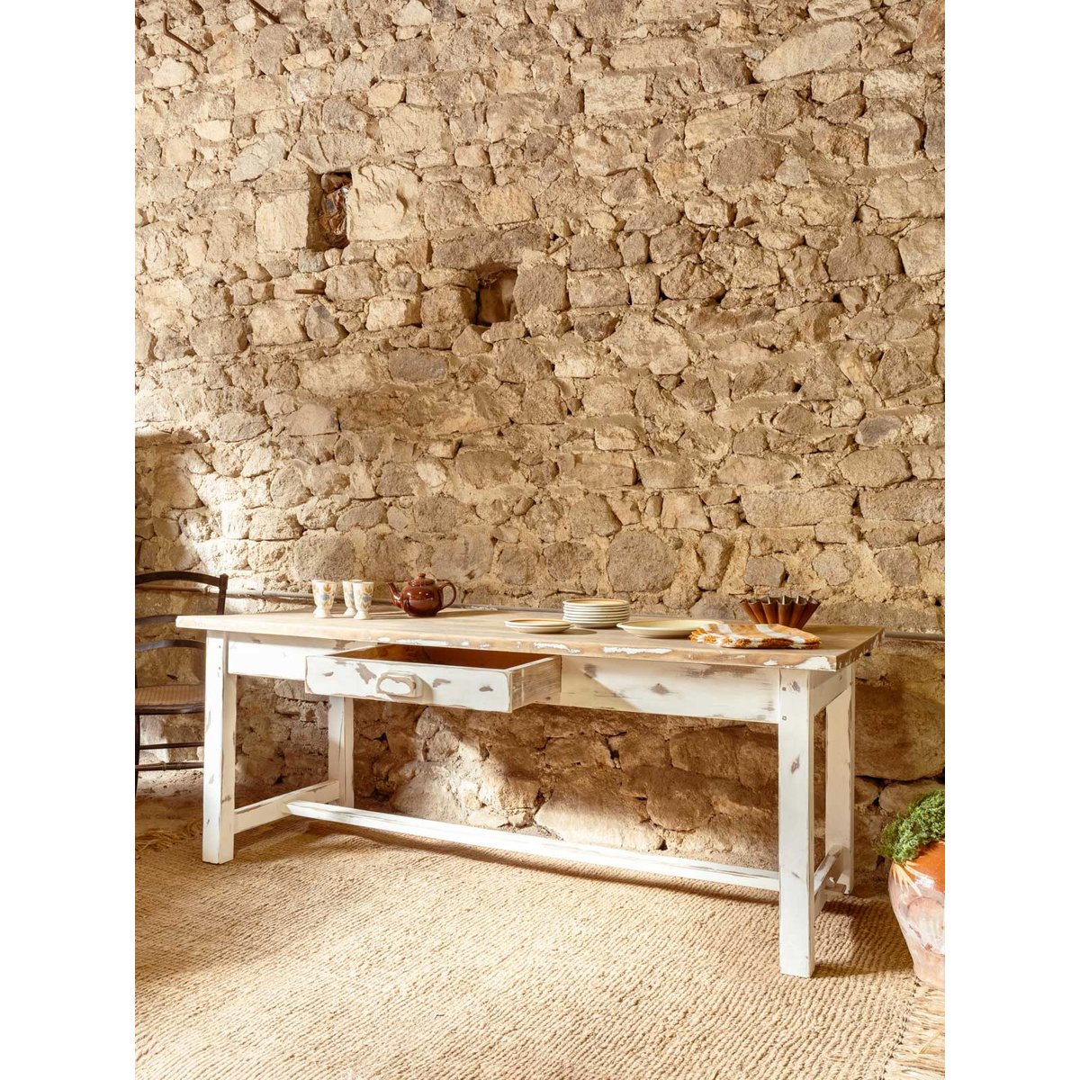 Table à manger en chêne Romy N°1541 - Bon état blanc, DEBONGOUT