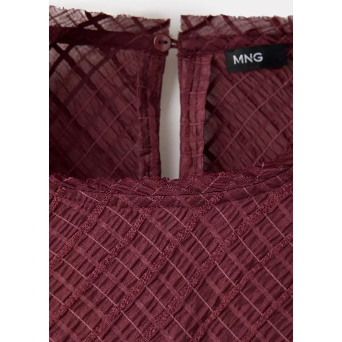 Robe texturée ceinture bordeaux, MANGO