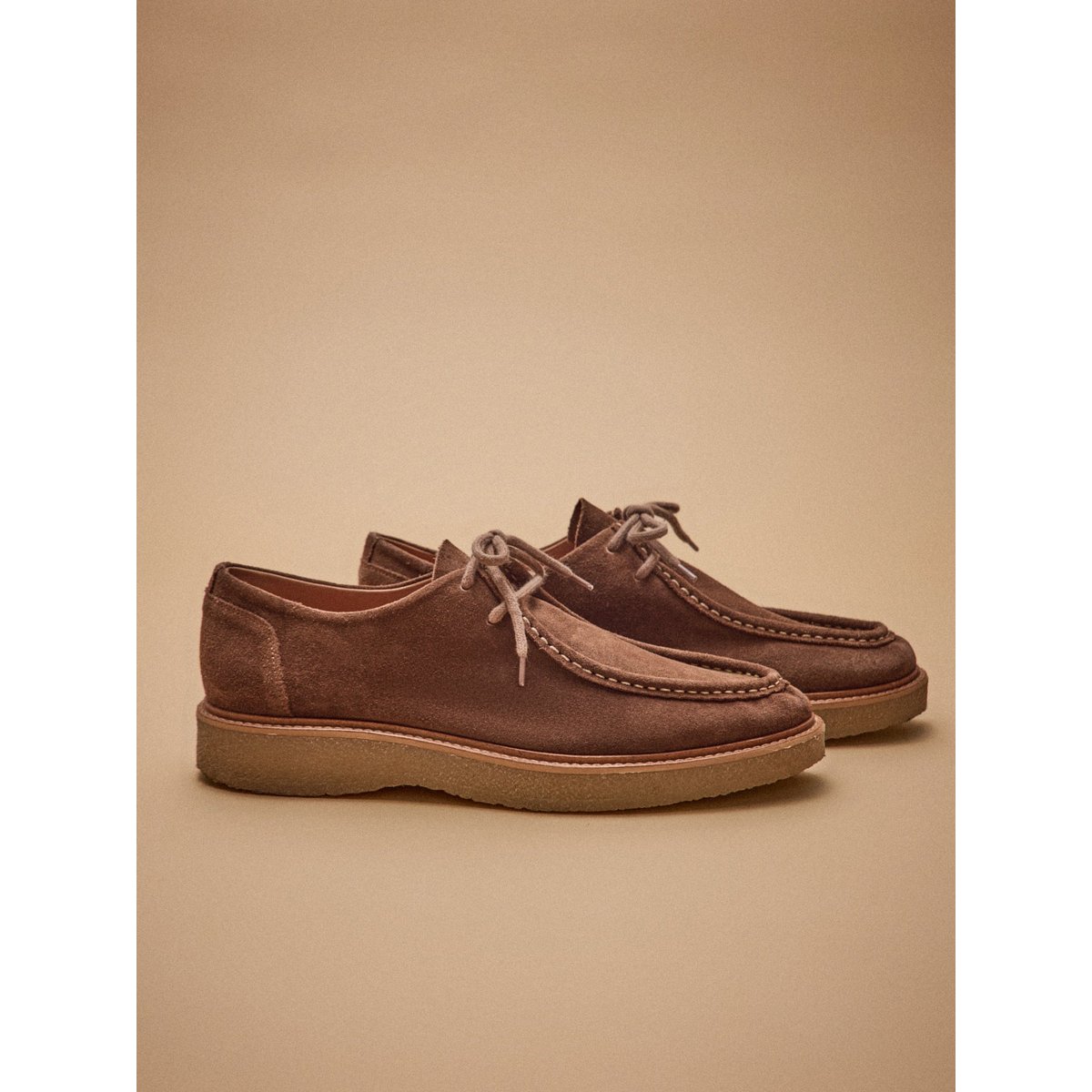 Derbies lacets croûte de cuir marron, CYRILLUS