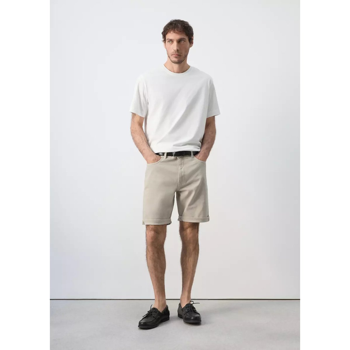 Bermuda en jean slim fit beige, MANGO MAN