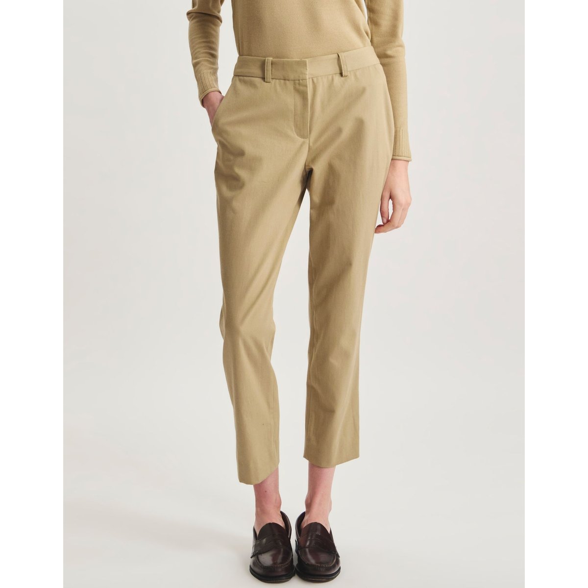 Pantalon Audrey en coton beige, INES DE LA FRESSANGE PARIS