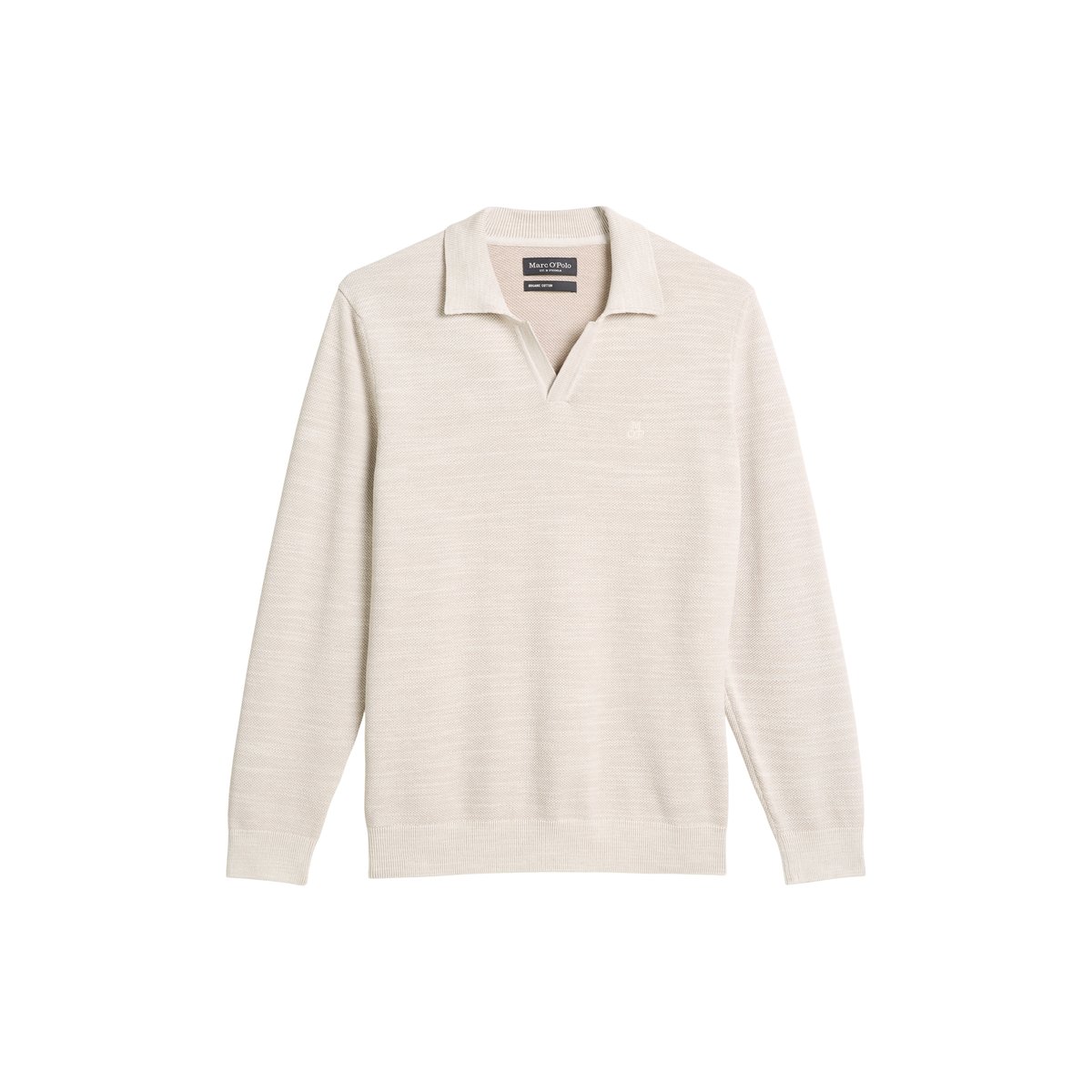 Pull polo regular en piqué de coton bio beige, MARC O'POLO