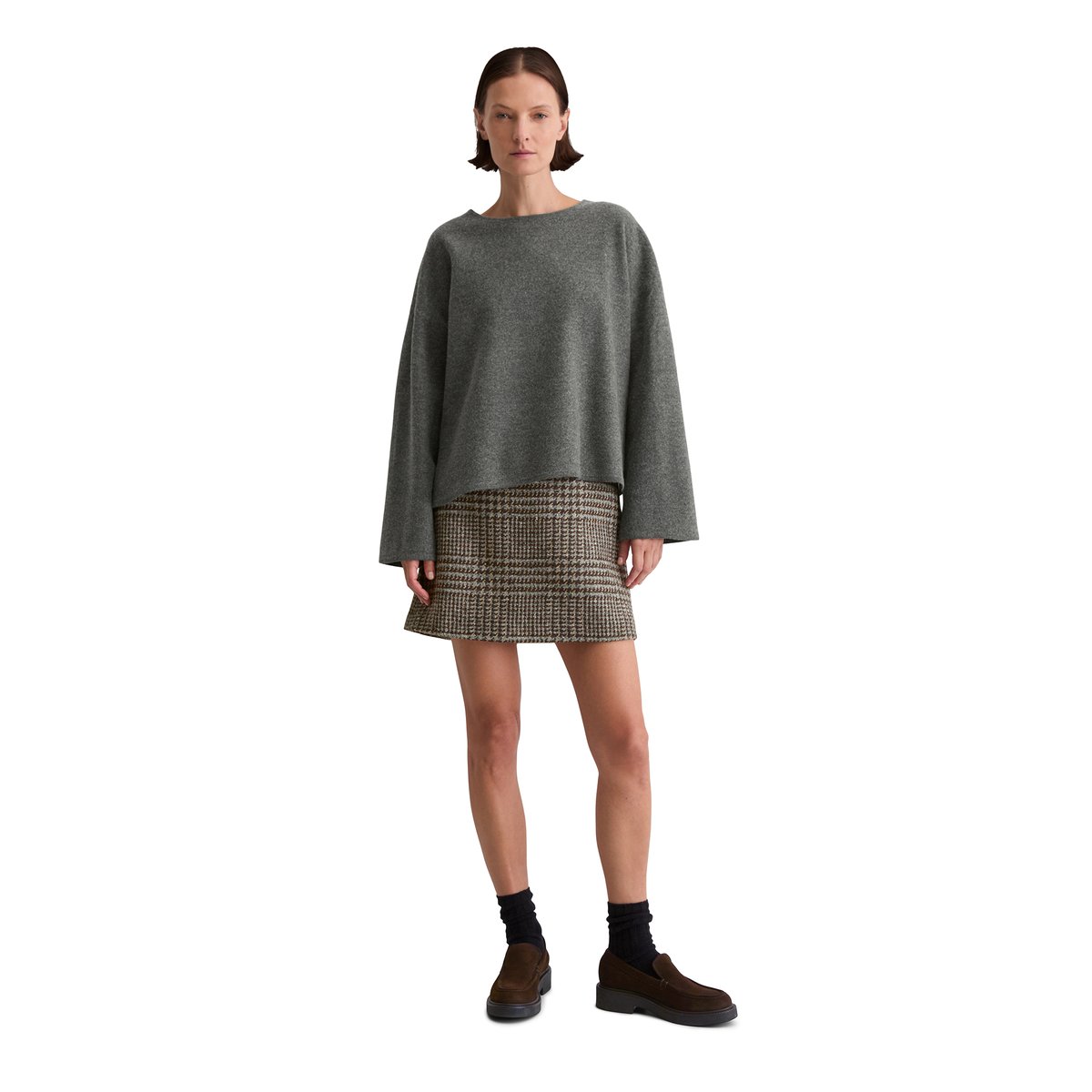 Pull en vrac en laine bouillie gris foncé, MARC O'POLO