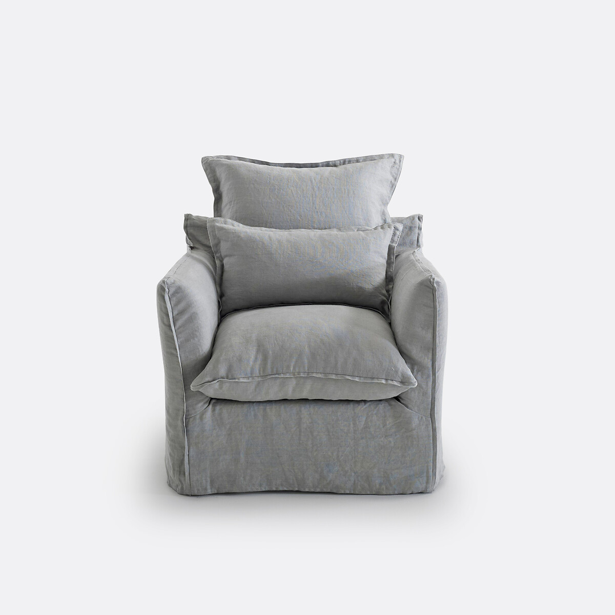 Copripoltrona in lino Odna grigio chiaro, LA REDOUTE INTERIEURS