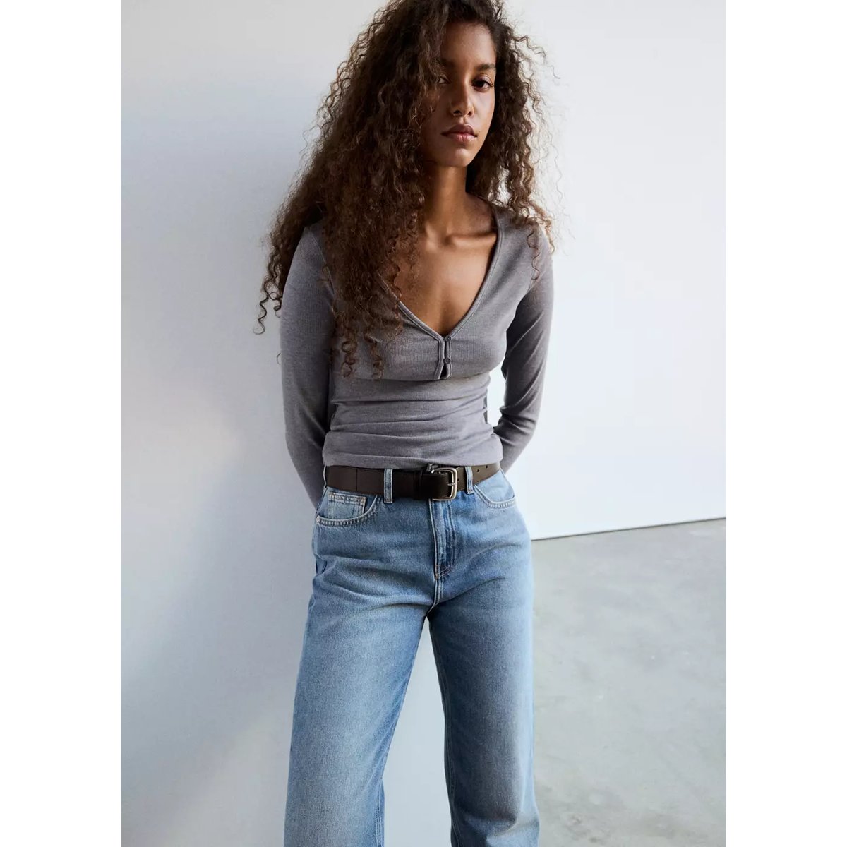 Jean Matilda droit taille haute bleu moyen, MANGO