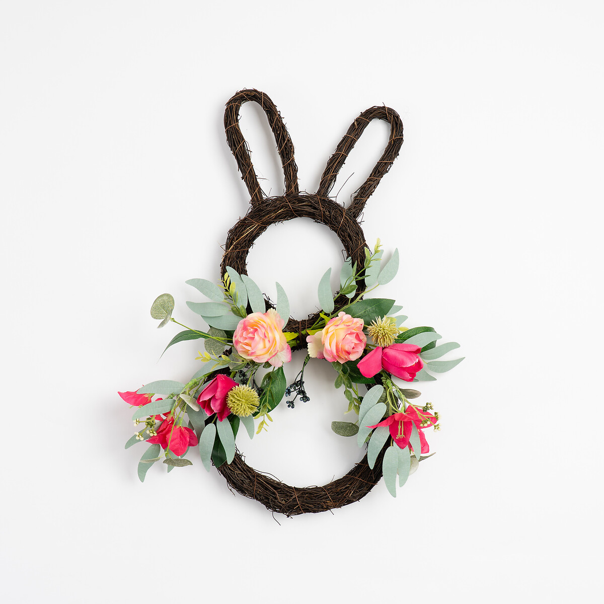 50cm Bougainvillea & Eucalyptus Rabbit Wreath pink, SO'HOME