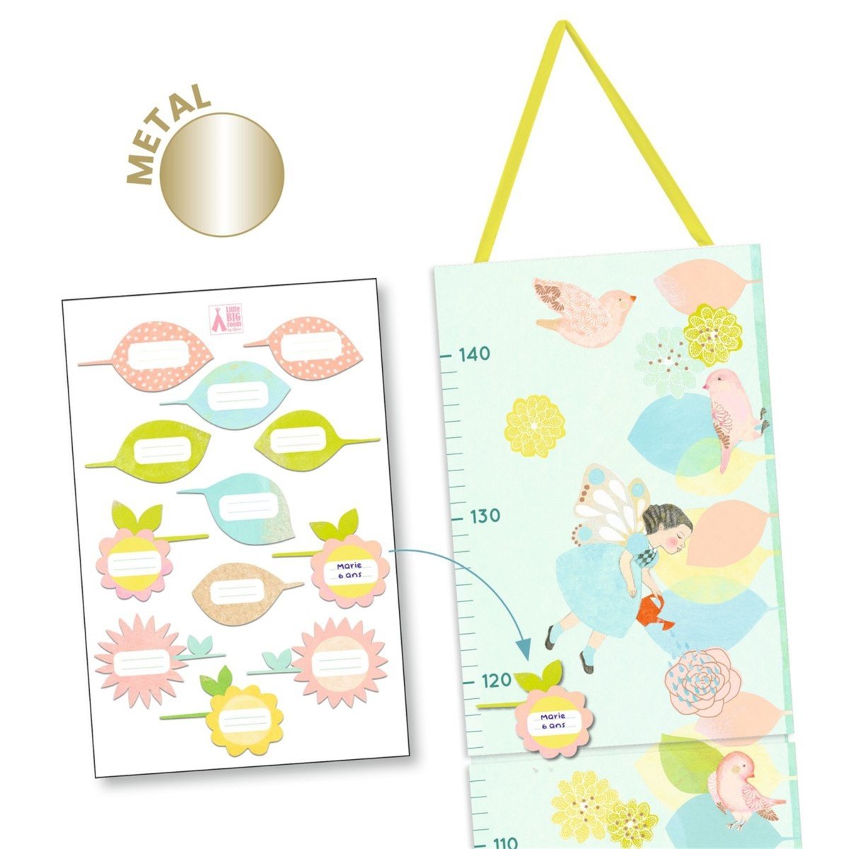 Toise avec stickers bleu, jaune, vert, DJECO