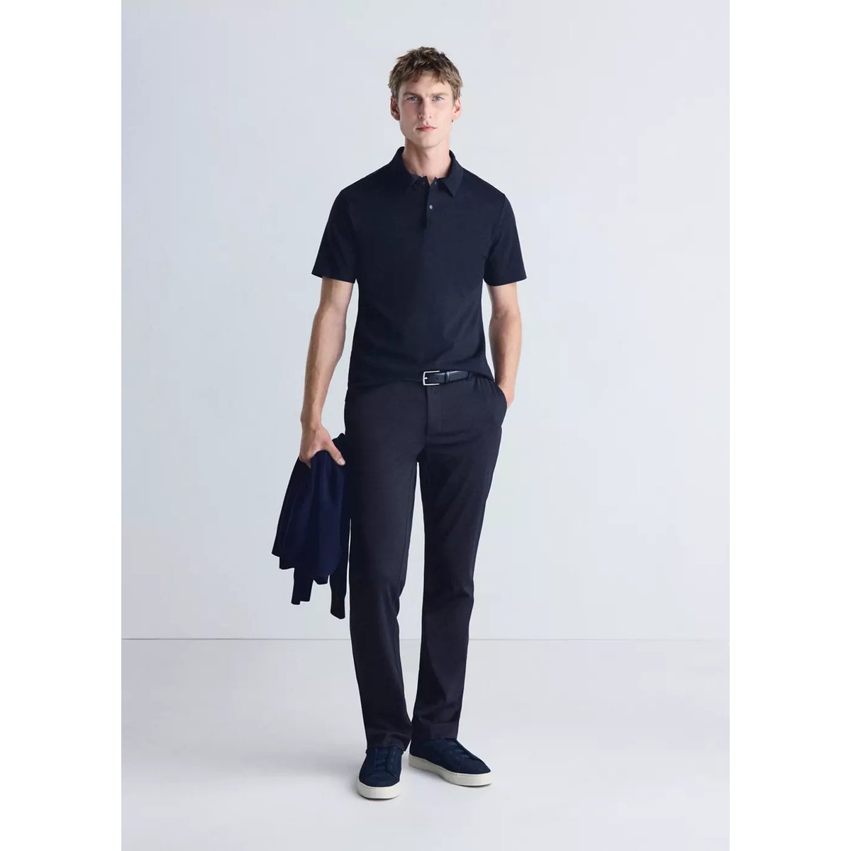 Polo slim-fit Thermolite® bleu marine, MANGO MAN