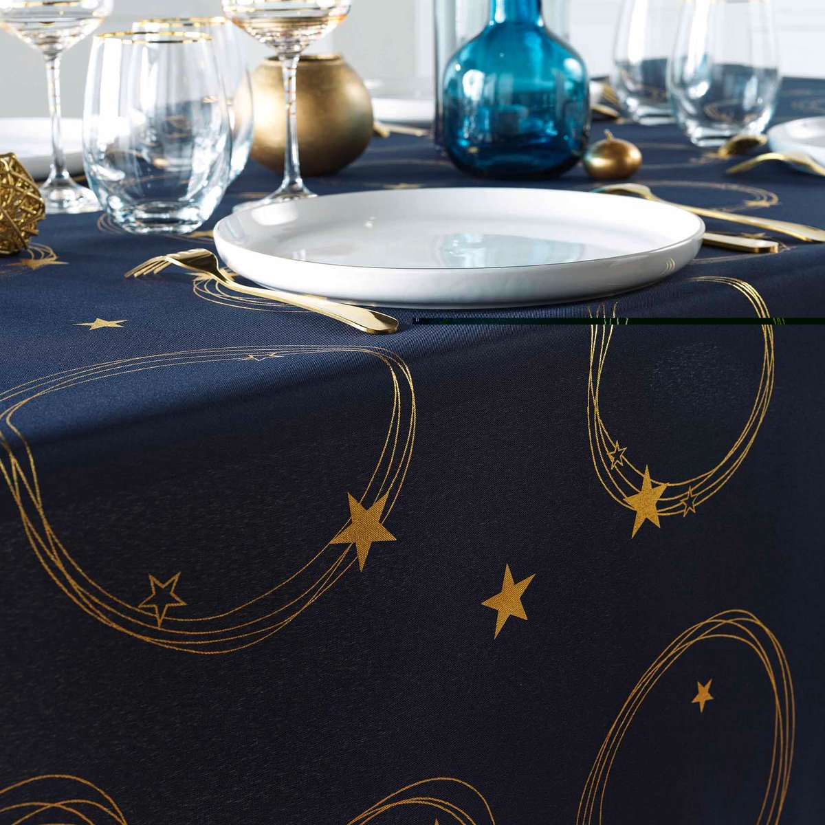 Nappe rectangle Fete etoilee bleu, EDEN