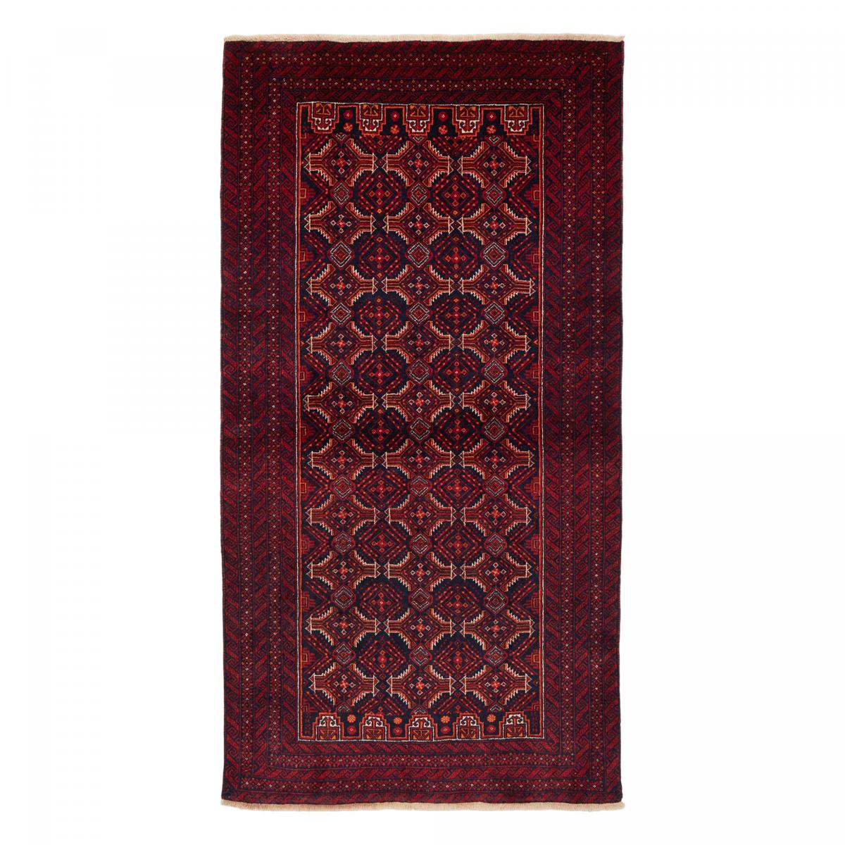Tapis salon au motif traditionnel, noué à la main, BALUTSCH 8 bordeaux, noir, rouge, UN AMOUR DE TAPIS