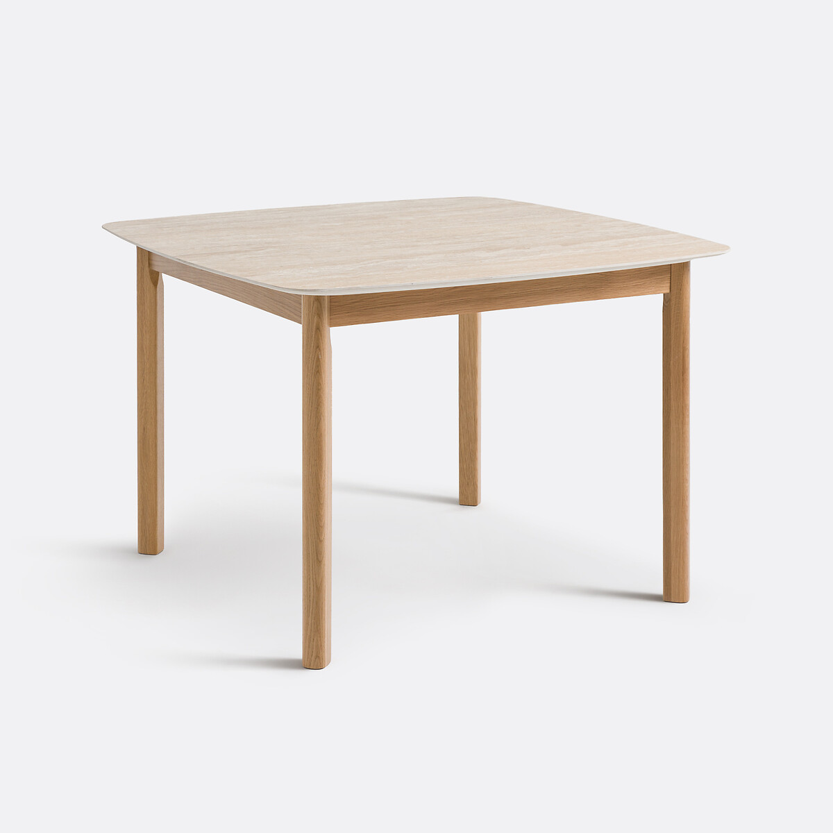 Table à manger, en céramique aspect travertin et chêne, 4 couverts, SARAUNE beige, LA REDOUTE INTERIEURS