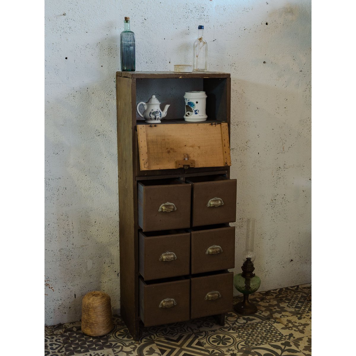 Meuble de métier en bois marron Fernand N°382 - Bon état marron, DEBONGOUT