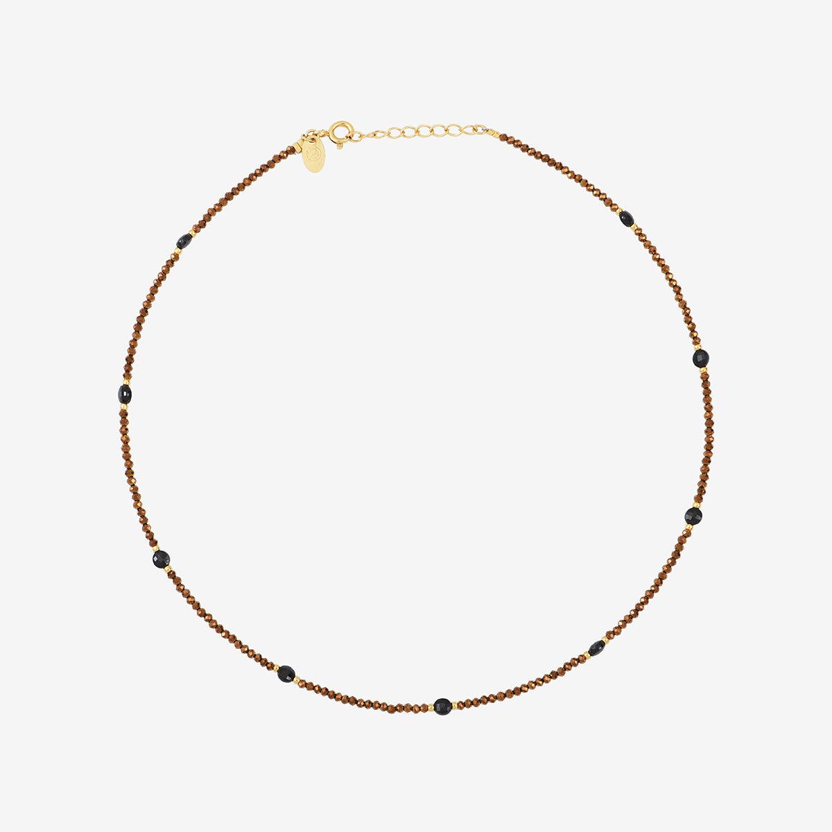 Collier indie amante hematite brown/onyx marron, CAROLINE NAJMAN