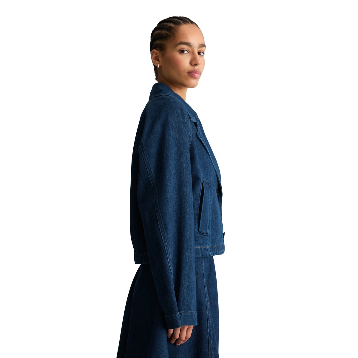 Veste trench courte réalisé avec Orange Fiber bleu, MARC O’POLO DENIM