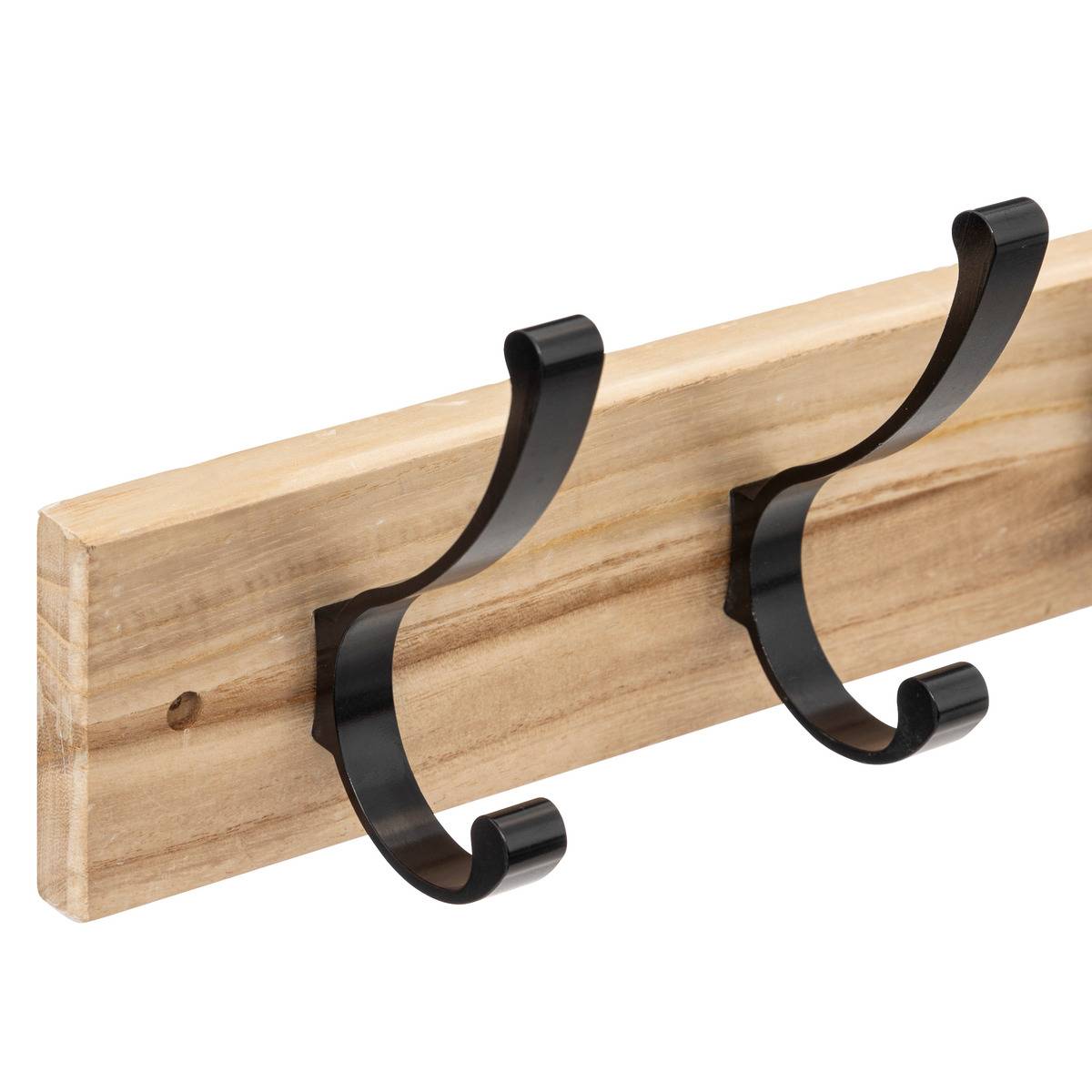 Patère murale 4 crochets en bois et métal JANO noir, 5FIVE SIMPLY SMART