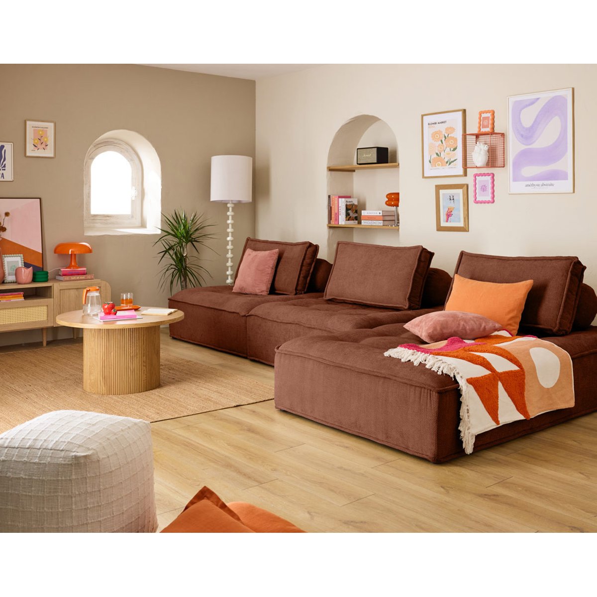 Canapé d'Angle réversible 4 places - MARISOL terracotta, BEST MOBILIER
