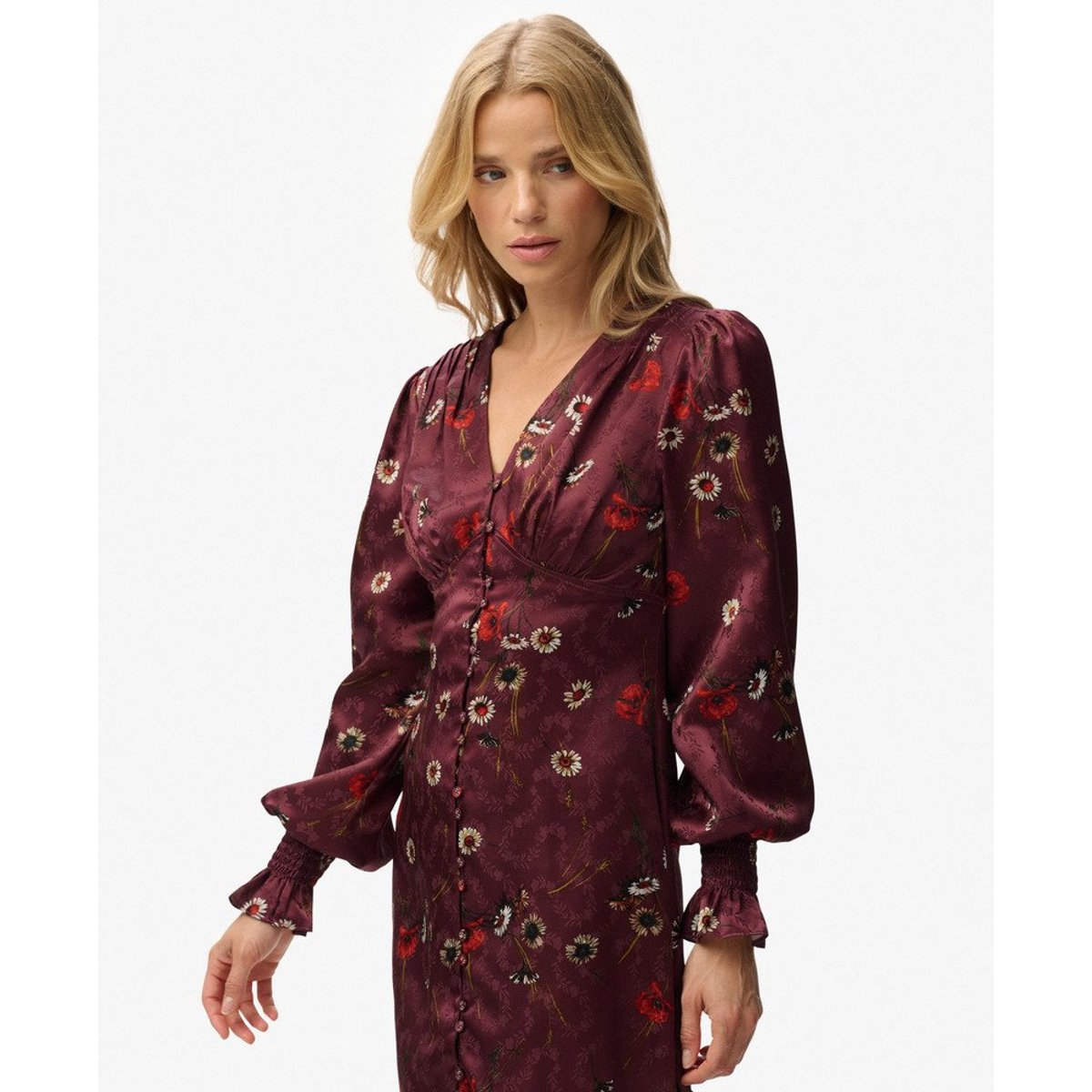 Mini-robe à manches longues jacquard prairie de minuit, SUPERDRY
