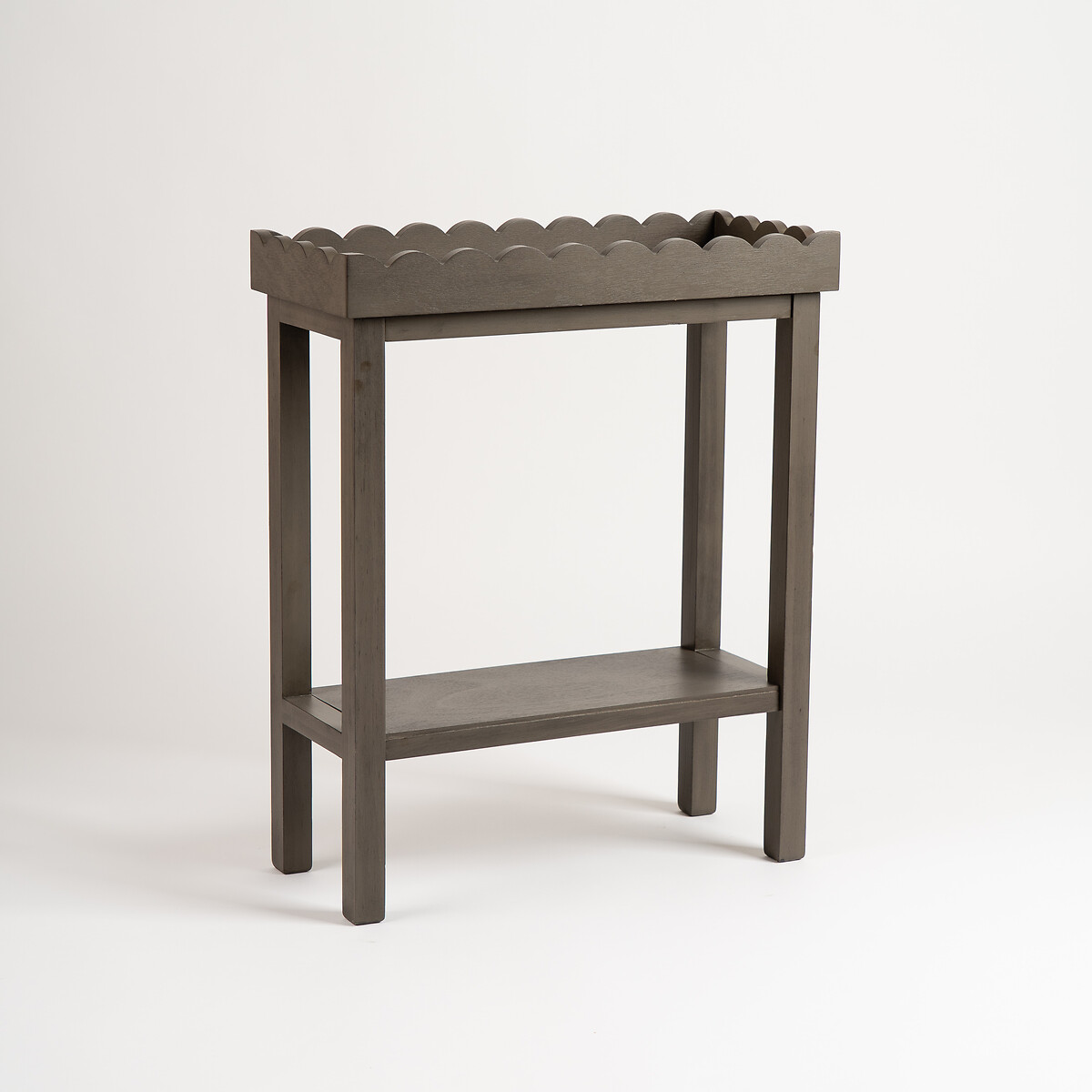 Elms Scalloped Top Compact Side Table brown/khaki, SO'HOME