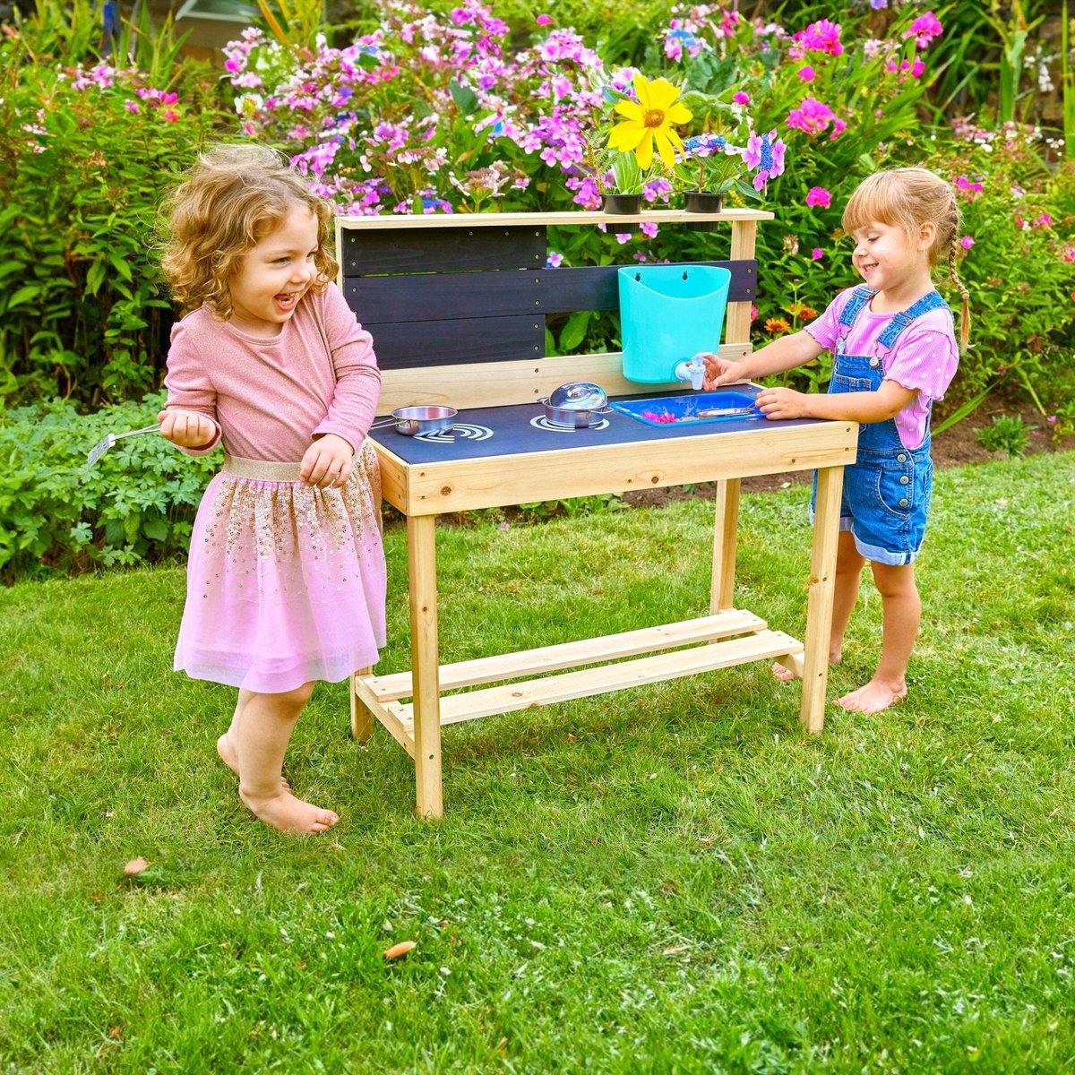 Cuisine d'extérieur pour enfant LITTLE CHEF marron - bleu - noir, TP TOYS