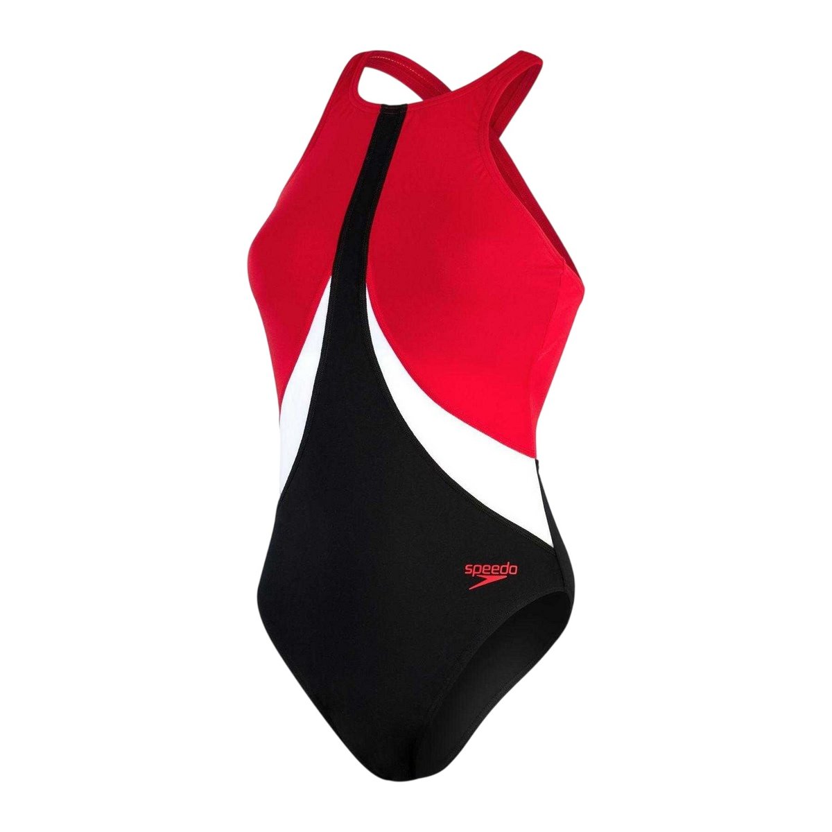 Maillot de bain 1 pièce motif/style blocs de couleurs noir / rouge, SPEEDO