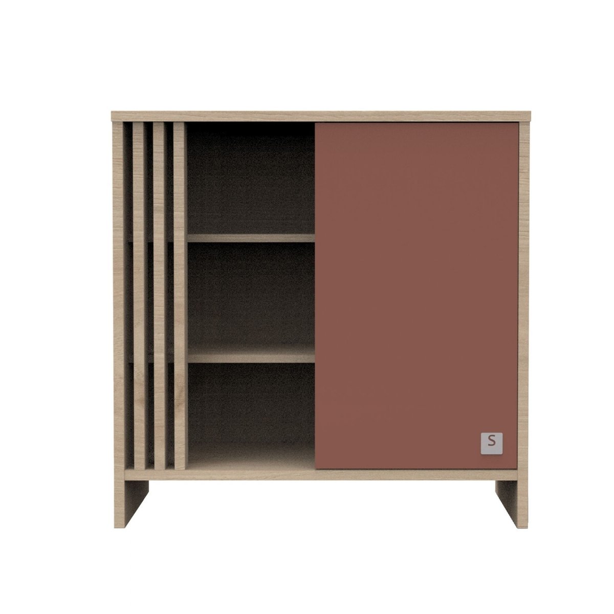 Commode porte et niches avec plan à langer amovible rouge, SAUTHON