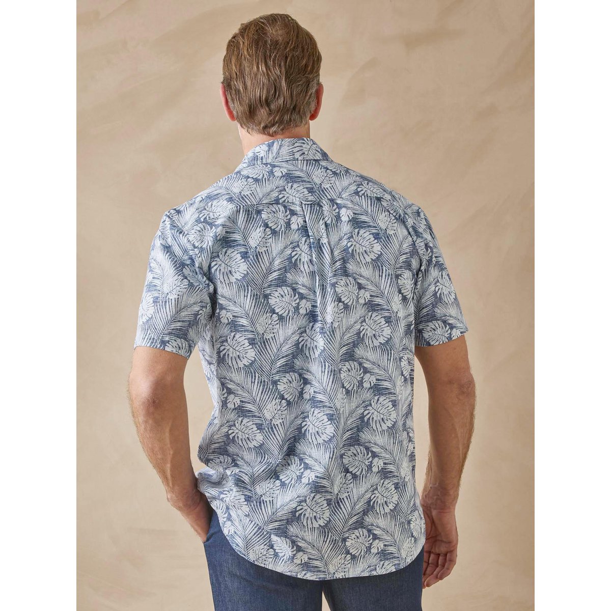 Chemise manches courtes en coton imprimé bleu, DAXON