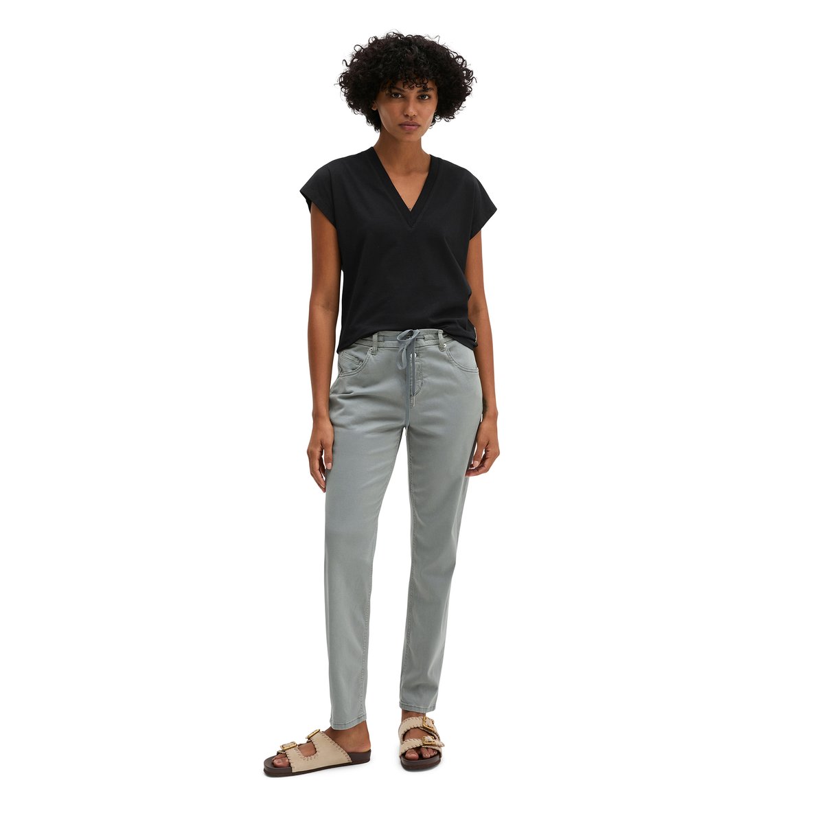 Pantalon modèle Theda boyfriend avec TENCEL™ Lyocell gris, MARC O'POLO