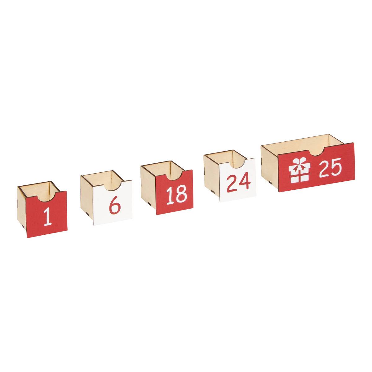 Calendrier de l'Avent cheminée en bois H. 31 cm vert, FEERIC LIGHTS & CHRISTMAS