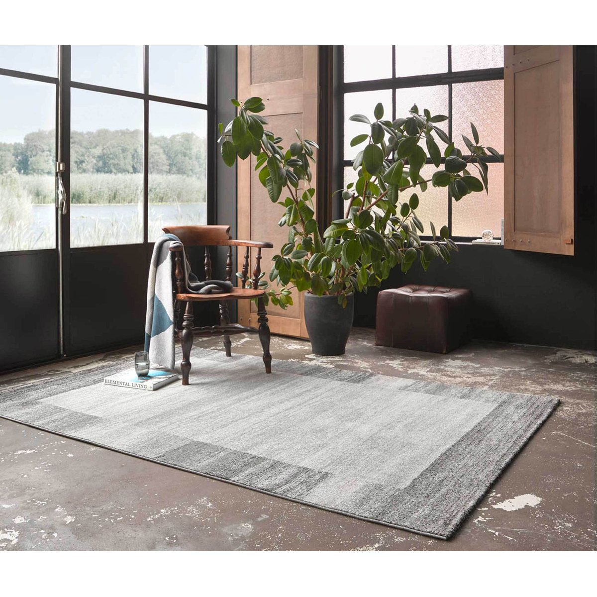 Tapis chiné avec bordures , DÉJÀ-VU gris, WECON HOME