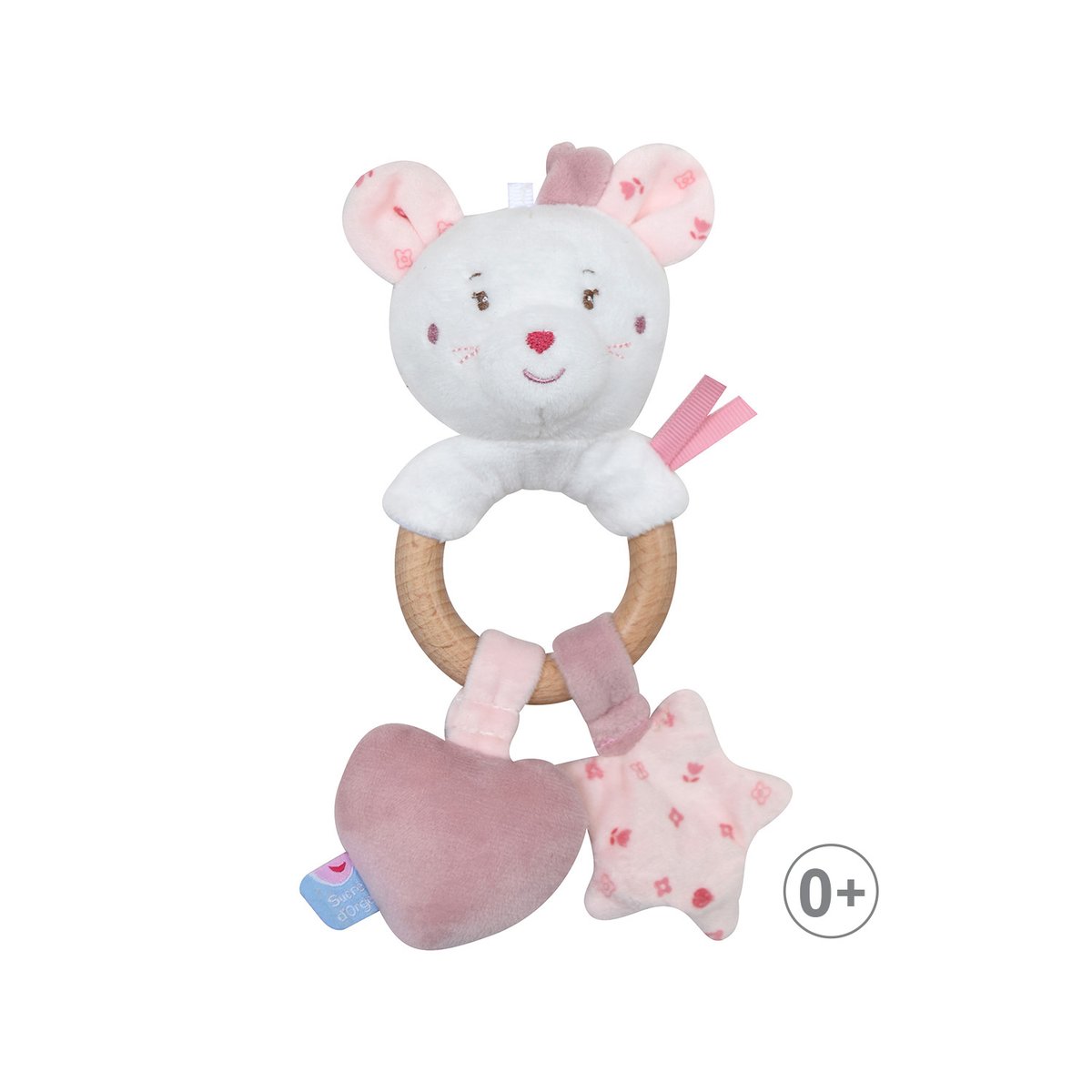 Hochet souris rachelle velours doux rose, SUCRE D'ORGE