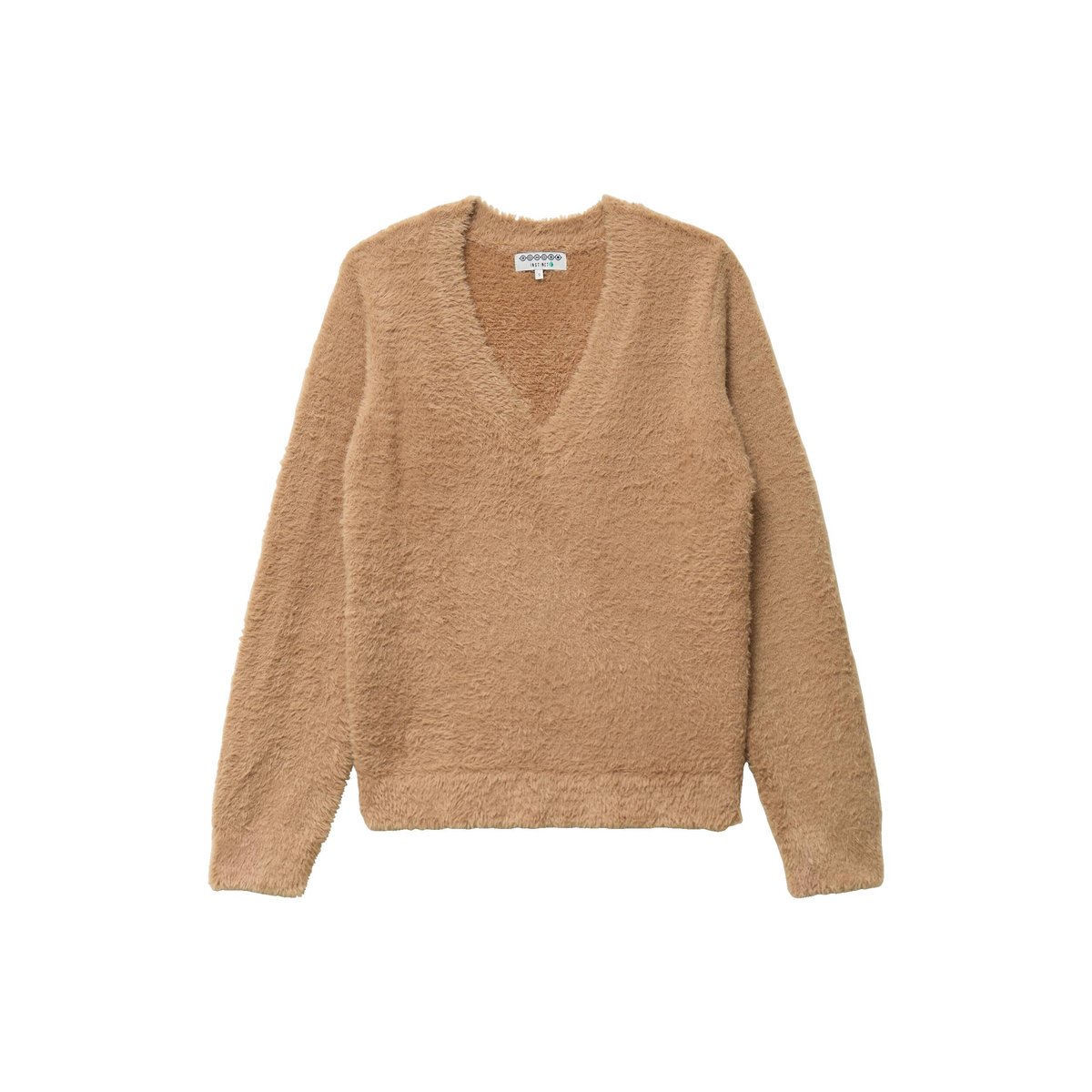 Pull droit col v manches longues camel, BONOBO