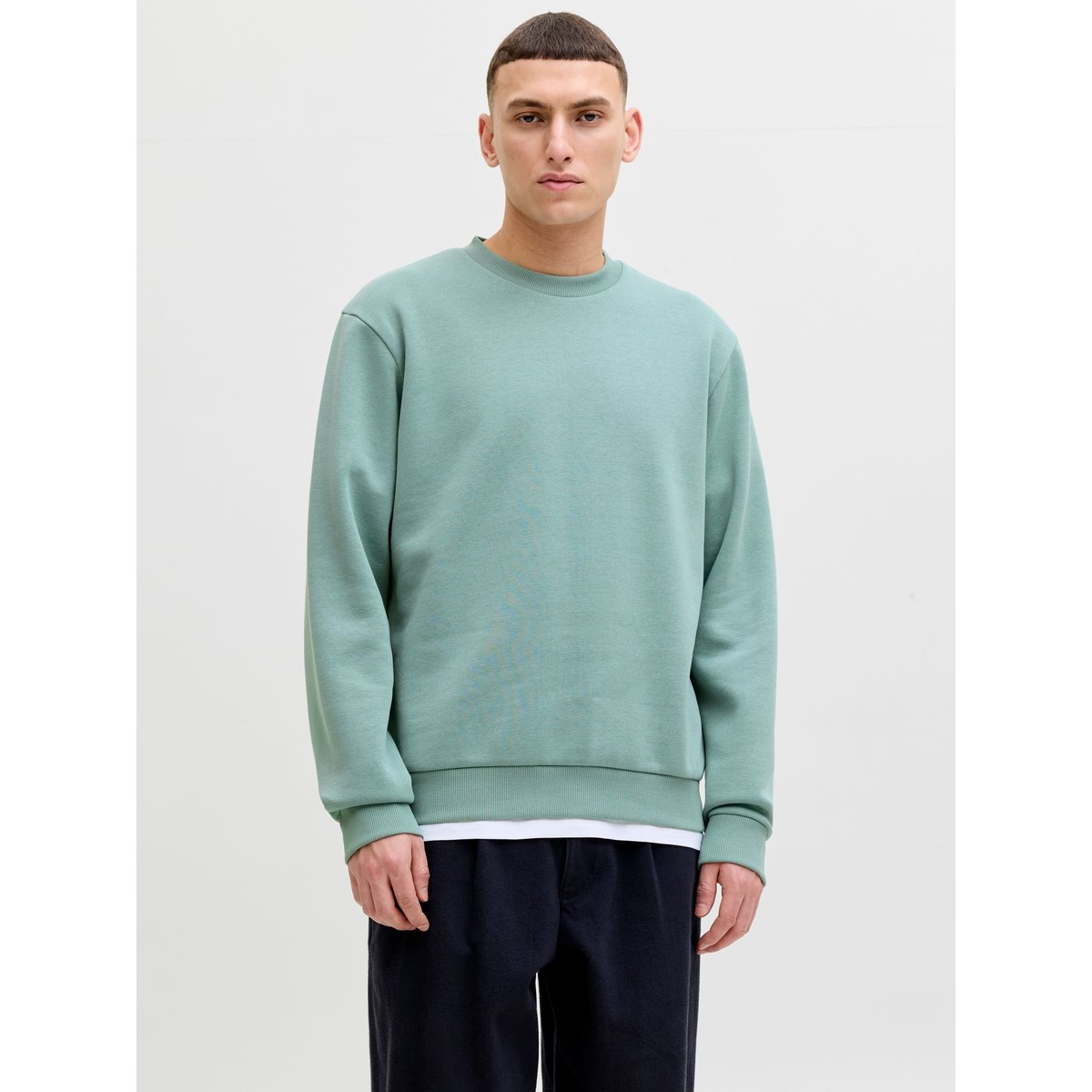Sweat col rond vert d'eau, JACK & JONES