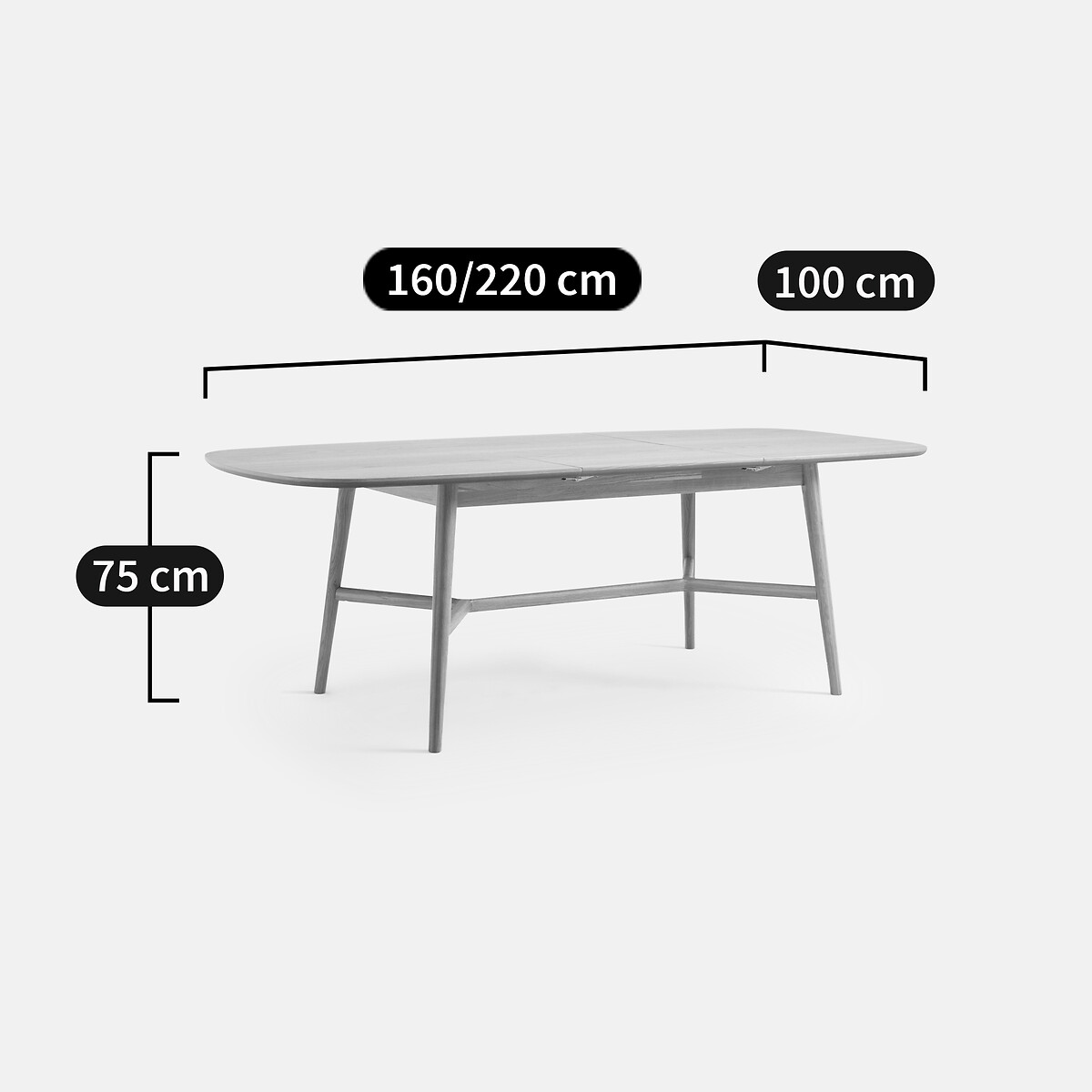 Mesa de comedor extensible, en madera de roble y chapado, de 6 a 8 cubiertos, YVAN roble, LA REDOUTE INTERIEURS