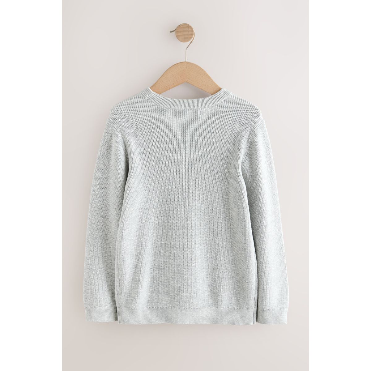 Pull ras du cou junior en maille de coton gris, NEXT