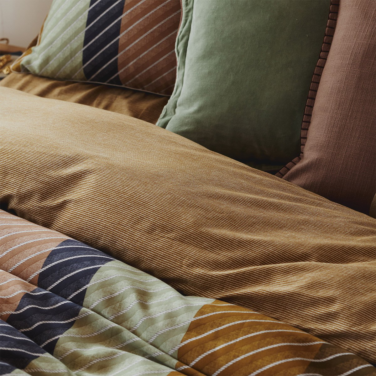 Housse de couette en satin de coton lavé multicouleurs, SPENCER a motif, DESFORGES