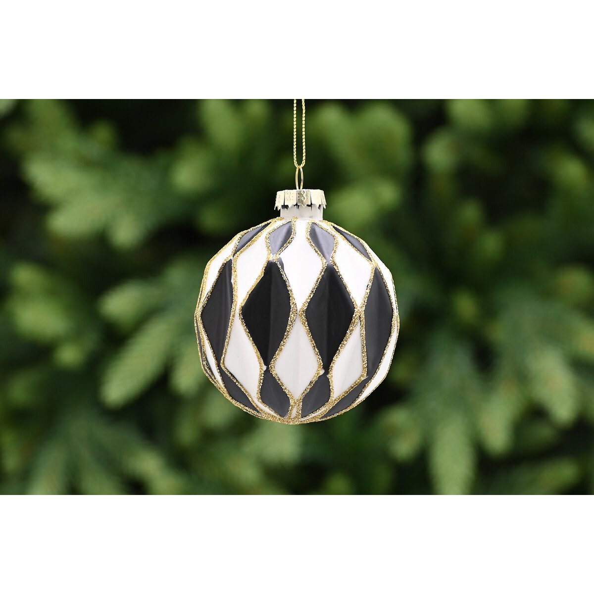 Set of 3 Assorted Monochrome Baubles black/white, SO'HOME