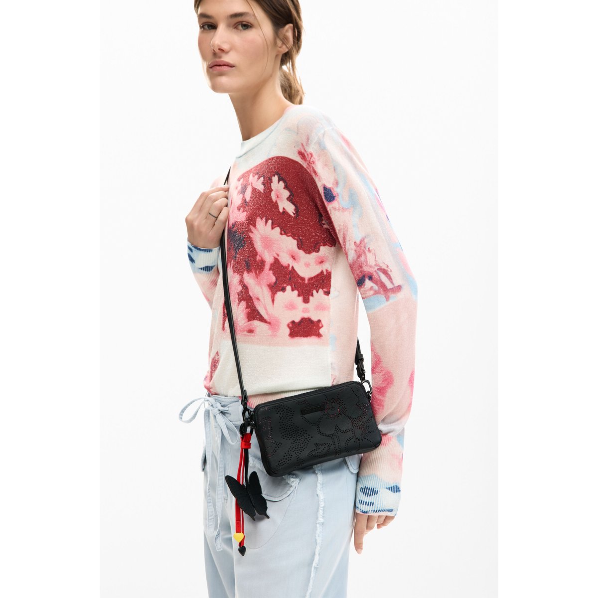 Petit porte-monnaie bandoulière charm noir, DESIGUAL