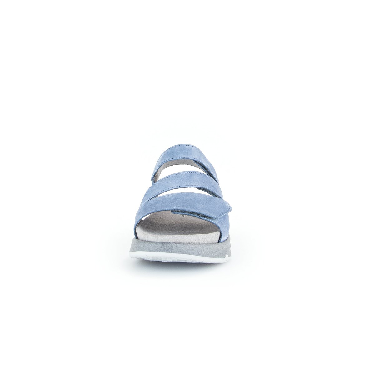Sandales en cuir velours à talon compensé bleu velours, GABOR