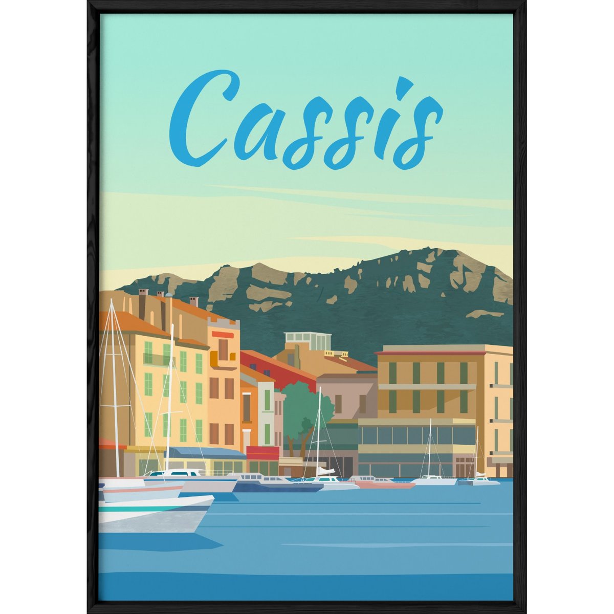 Affiche ville Cassis blanc, L'AFFICHERIE