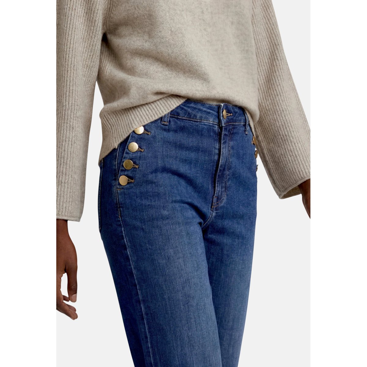 Jean basique à boutons dark blue denim, ZERO