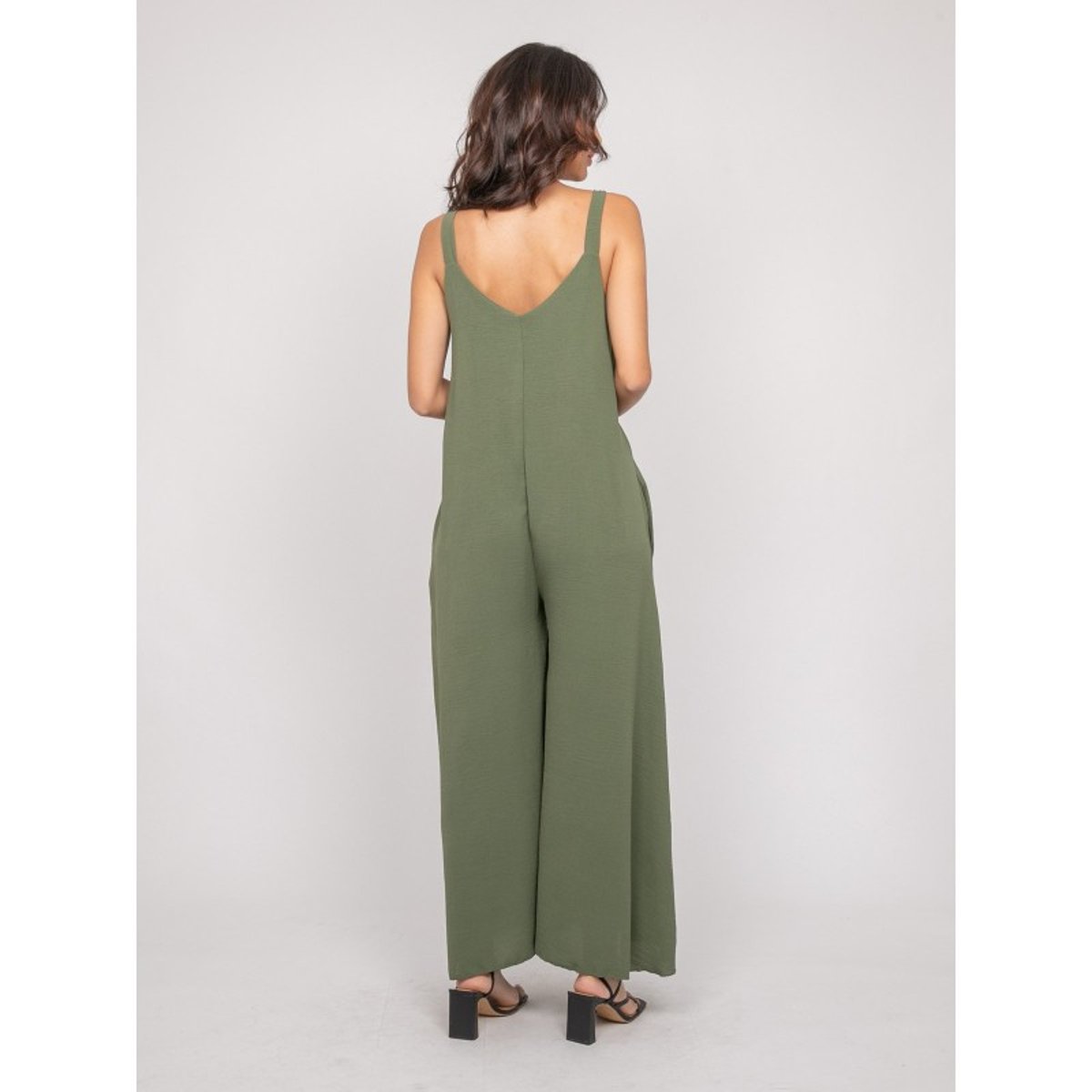 Combinaison Pantalon Fluide Echine kaki, DONA LISA