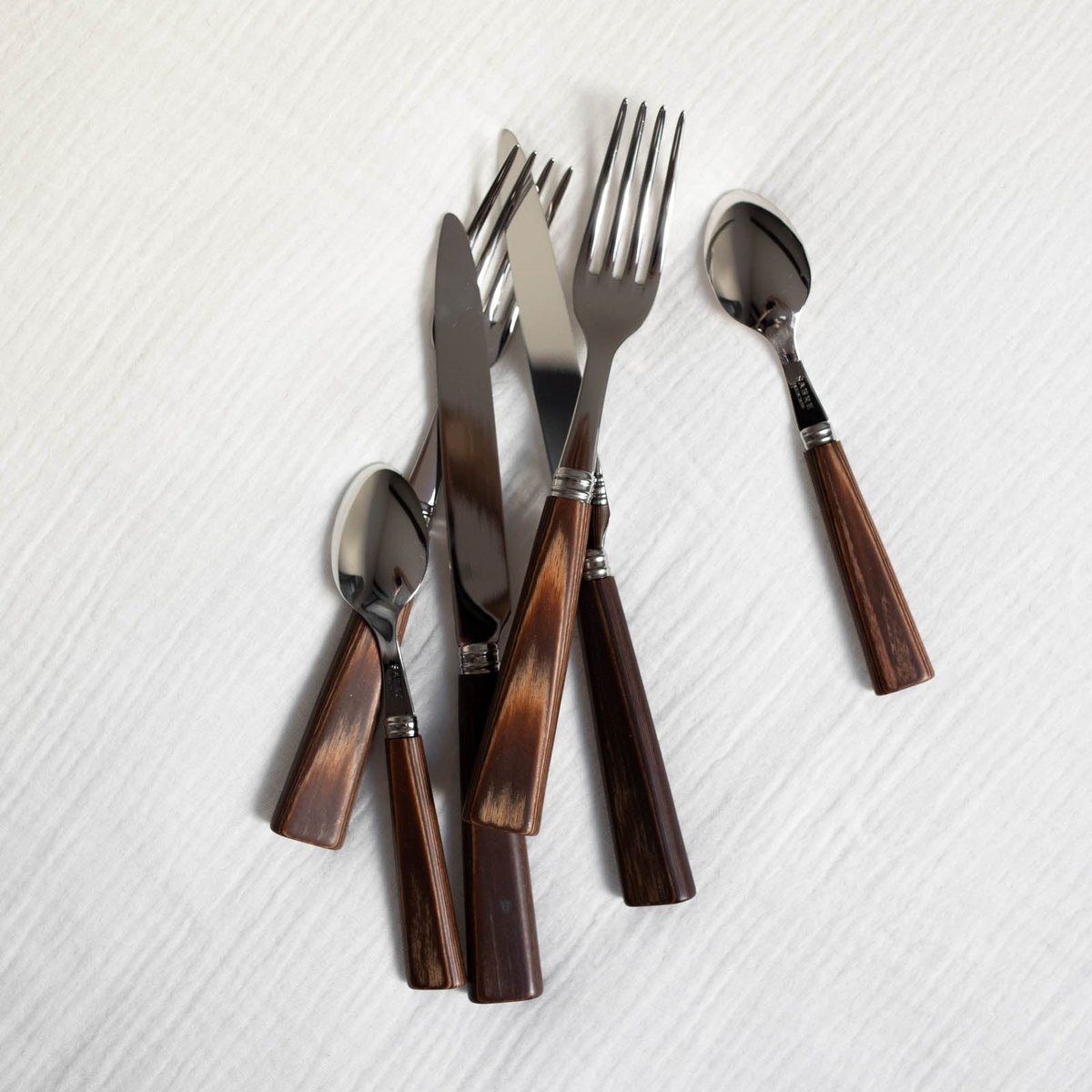 Set de 4 couverts de table, Nature bois stratifié clair, SABRE