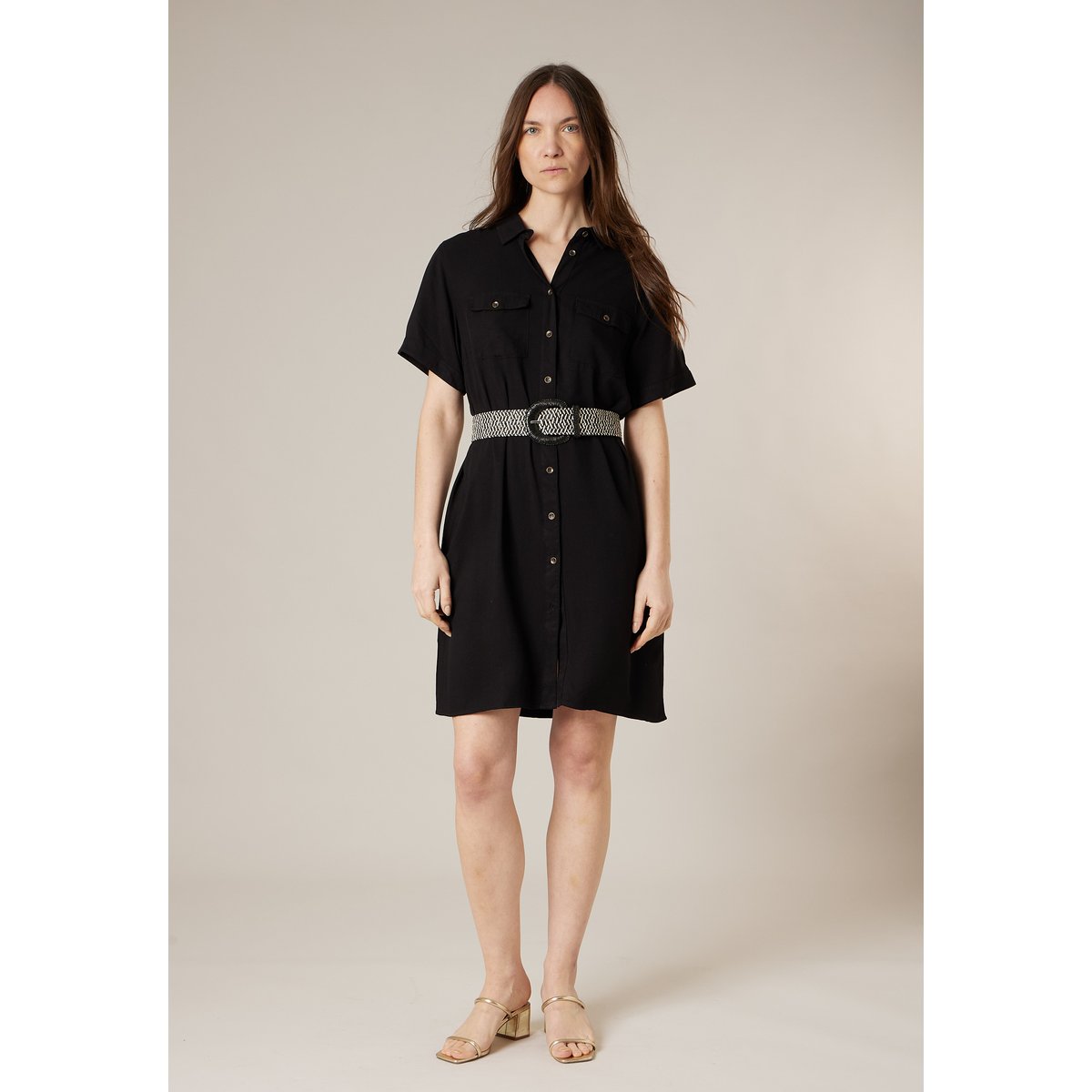 Ceinture femme tressée FAUSTINE noir, DEELUXE