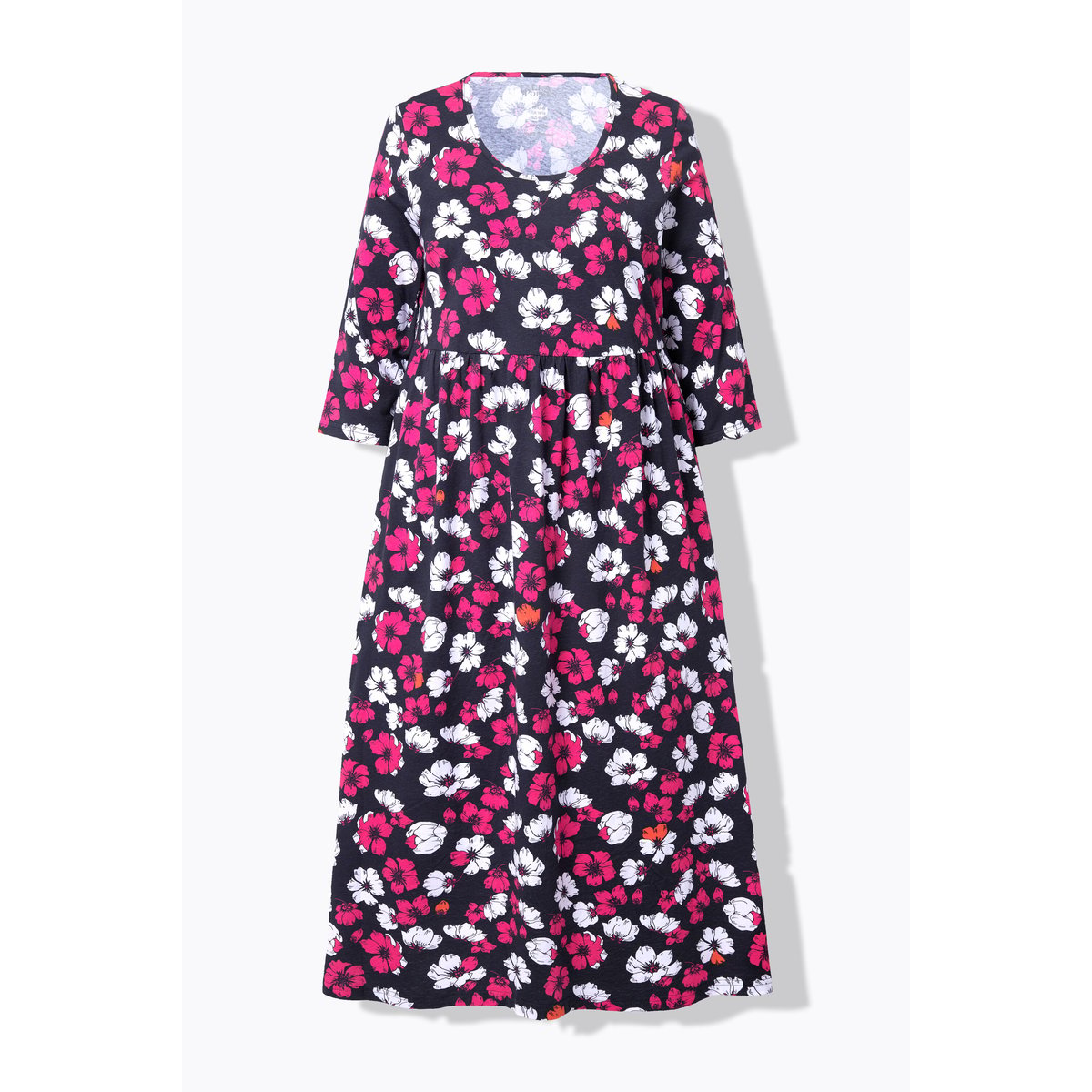 Robe en jersey à fleurs, poches noir, ULLA POPKEN