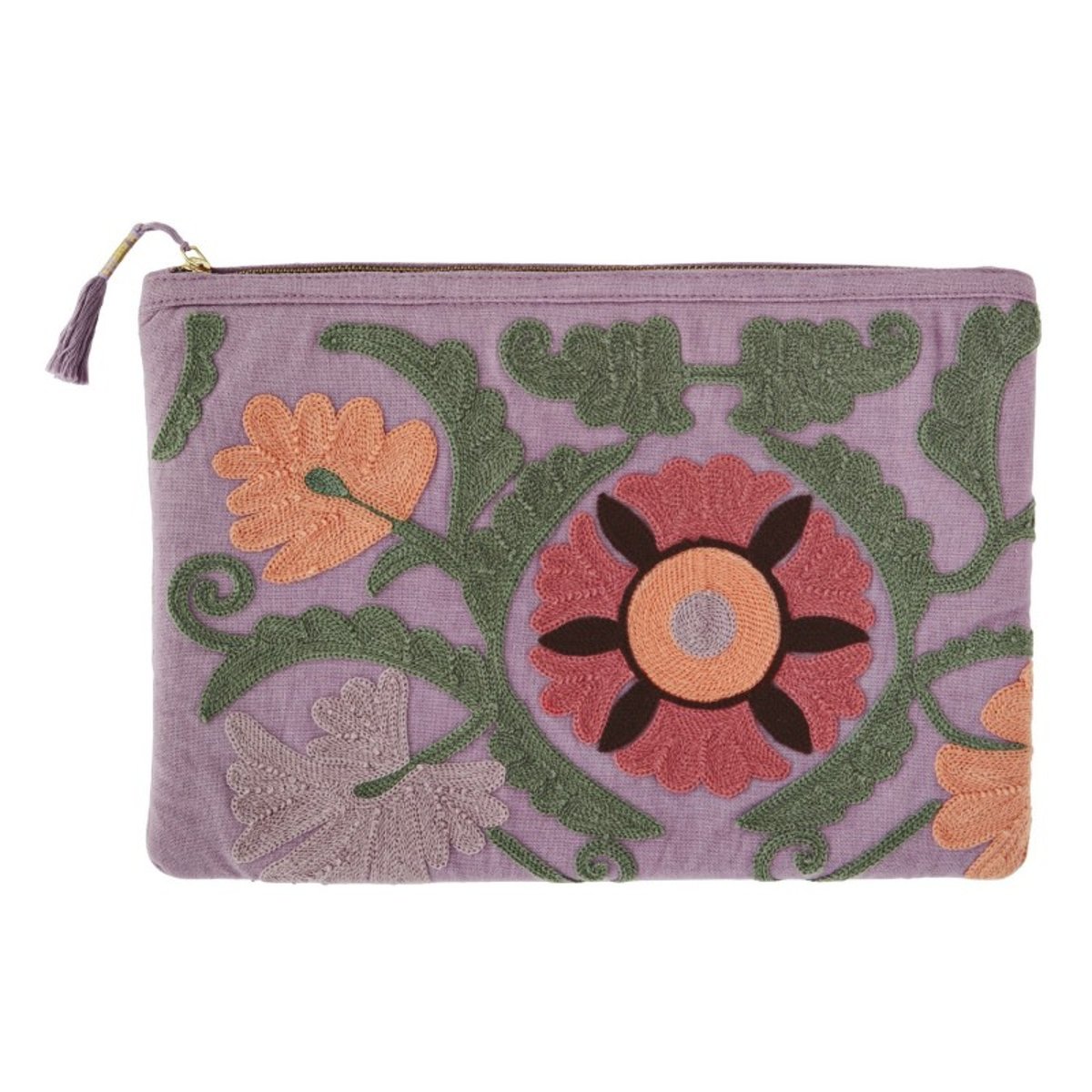 Pochette ipad coton brodé mauve, MADAM STOLTZ