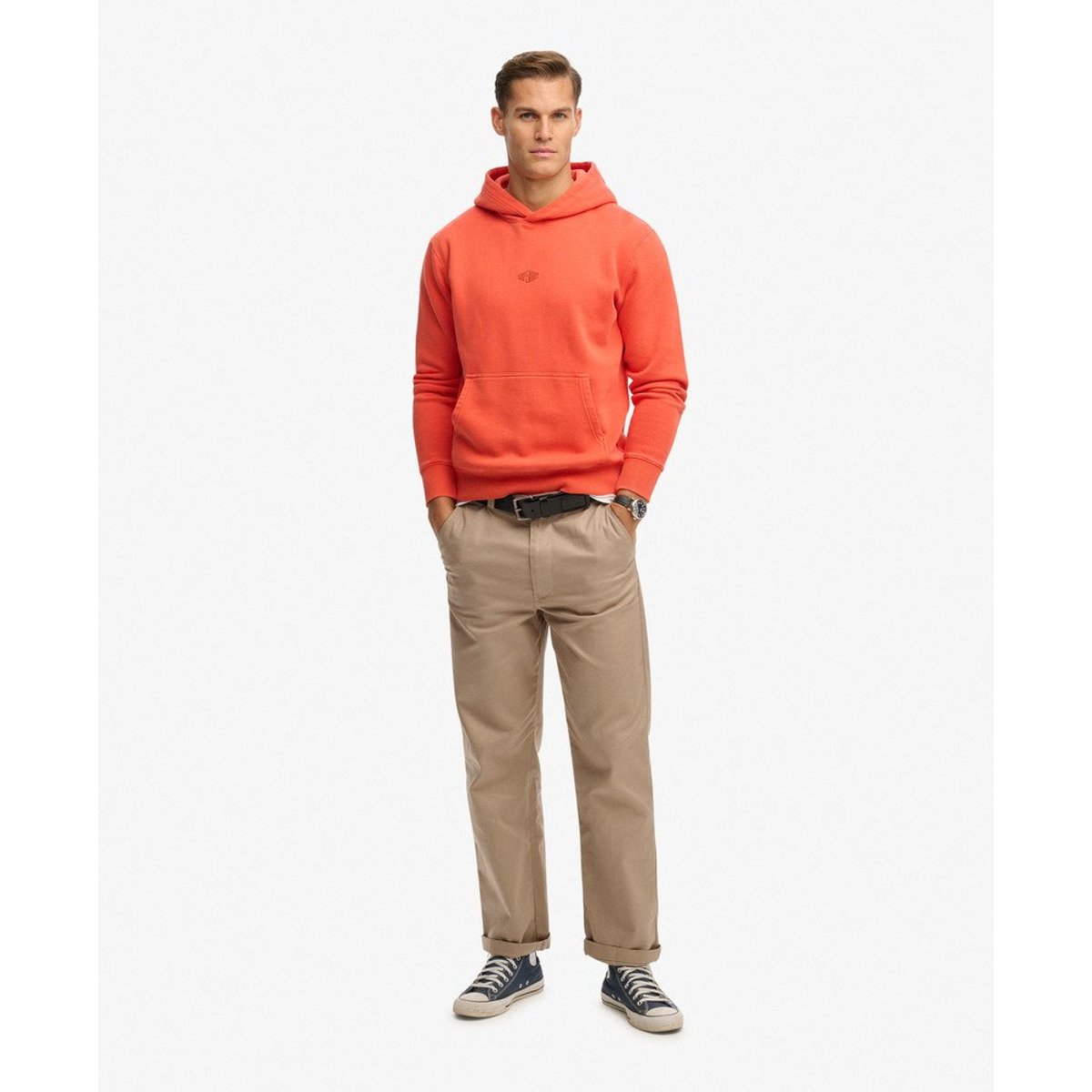 Sweat à capuche Micro Logo Coupe Décontractée orange vif, SUPERDRY