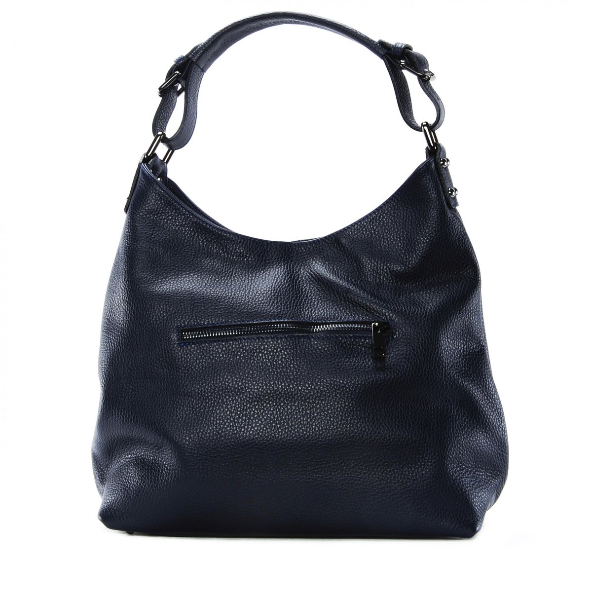 Sac à main cabas en cuir grainé italien NIKEE bleu foncé, OH MY BAG